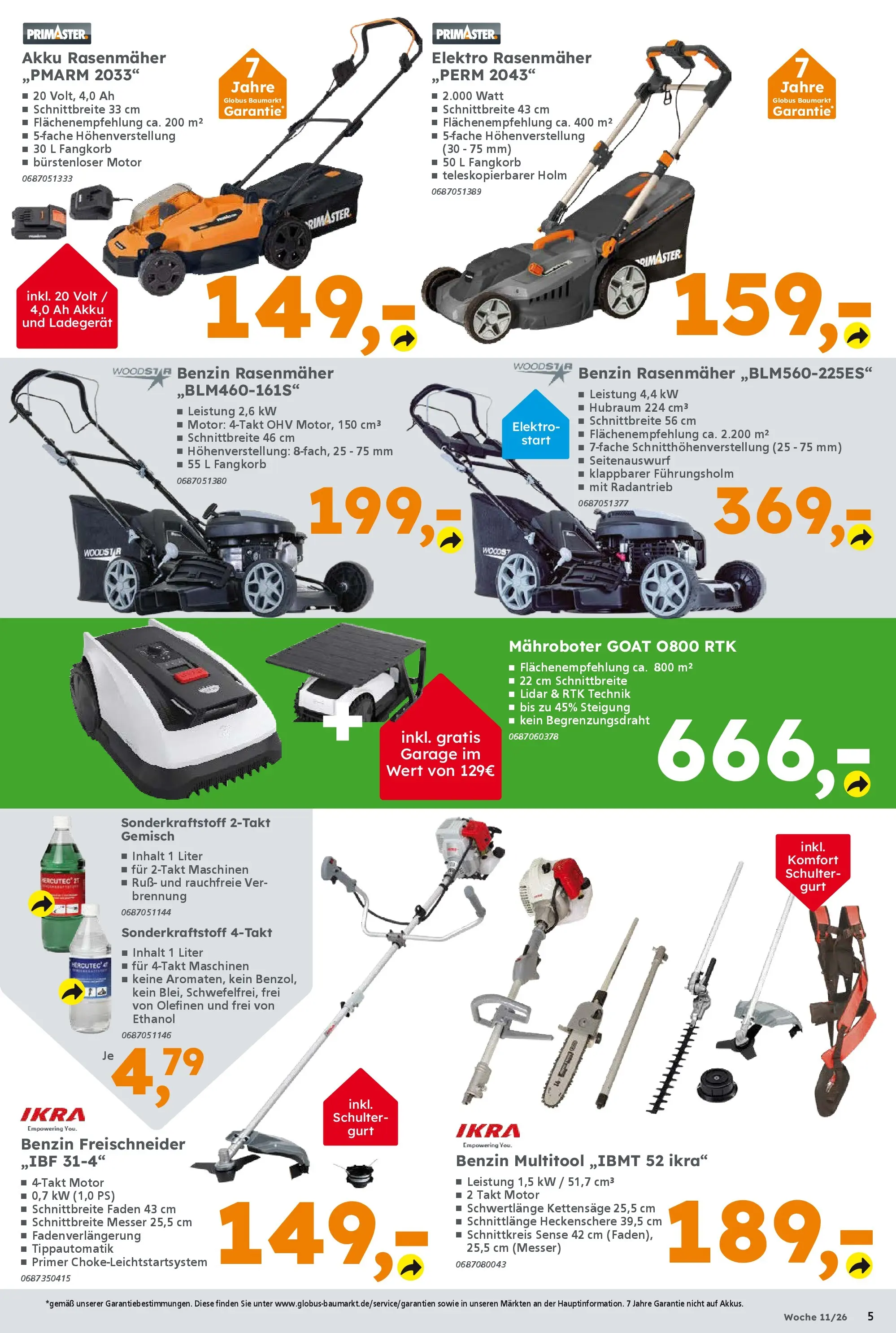 Globus Baumarkt Prospekt Völklingen	 (ab 09.03.2026) zum Blättern | Seite: 5 | Produkte: Rasenmäher, Primer, Ladegerät