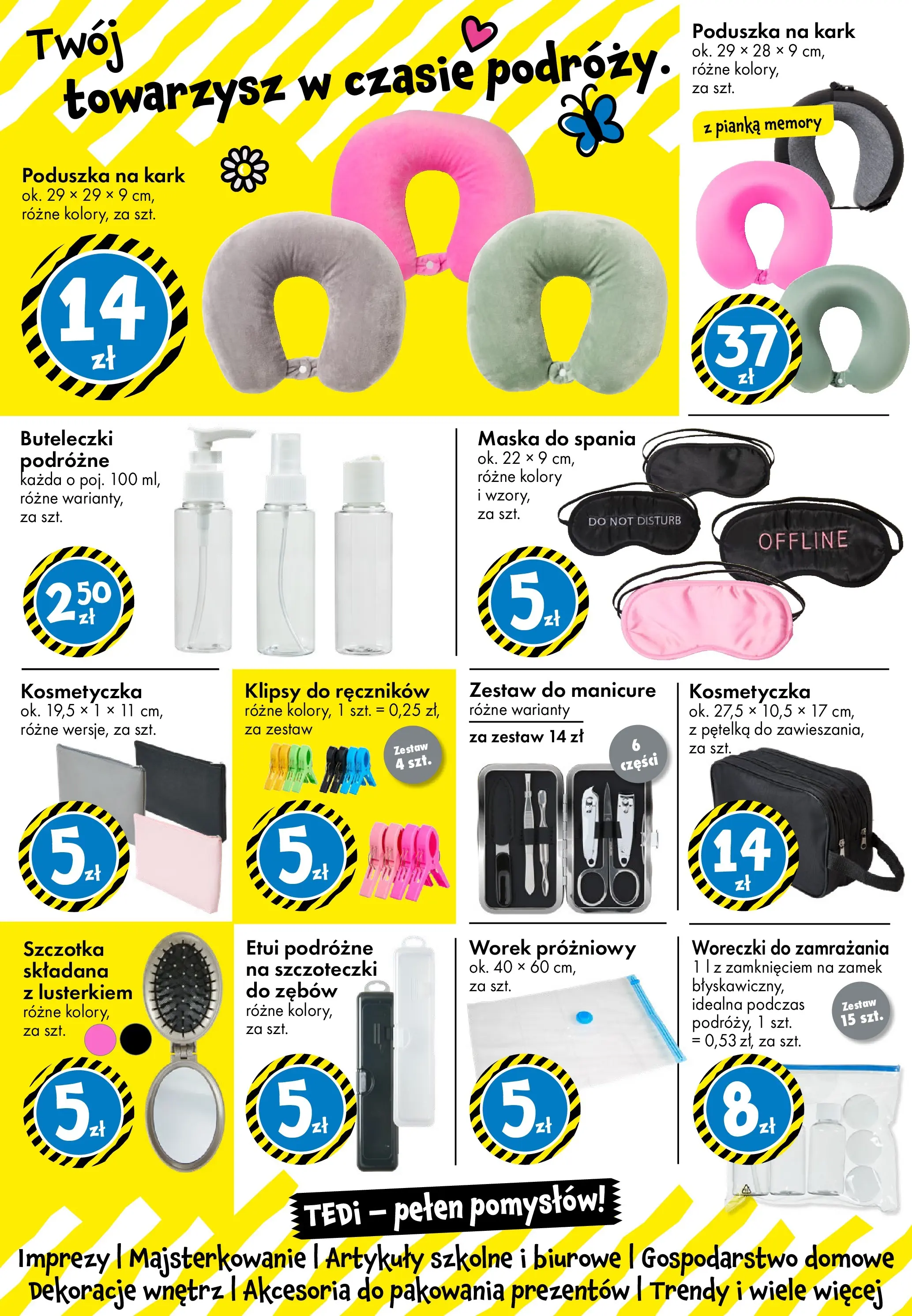 TEDi gazetka od (06.03.2026 - 14.03.2026) | Strona: 39 | Produkty: Poduszka, Szczotka, Maska, Artykuły szkolne