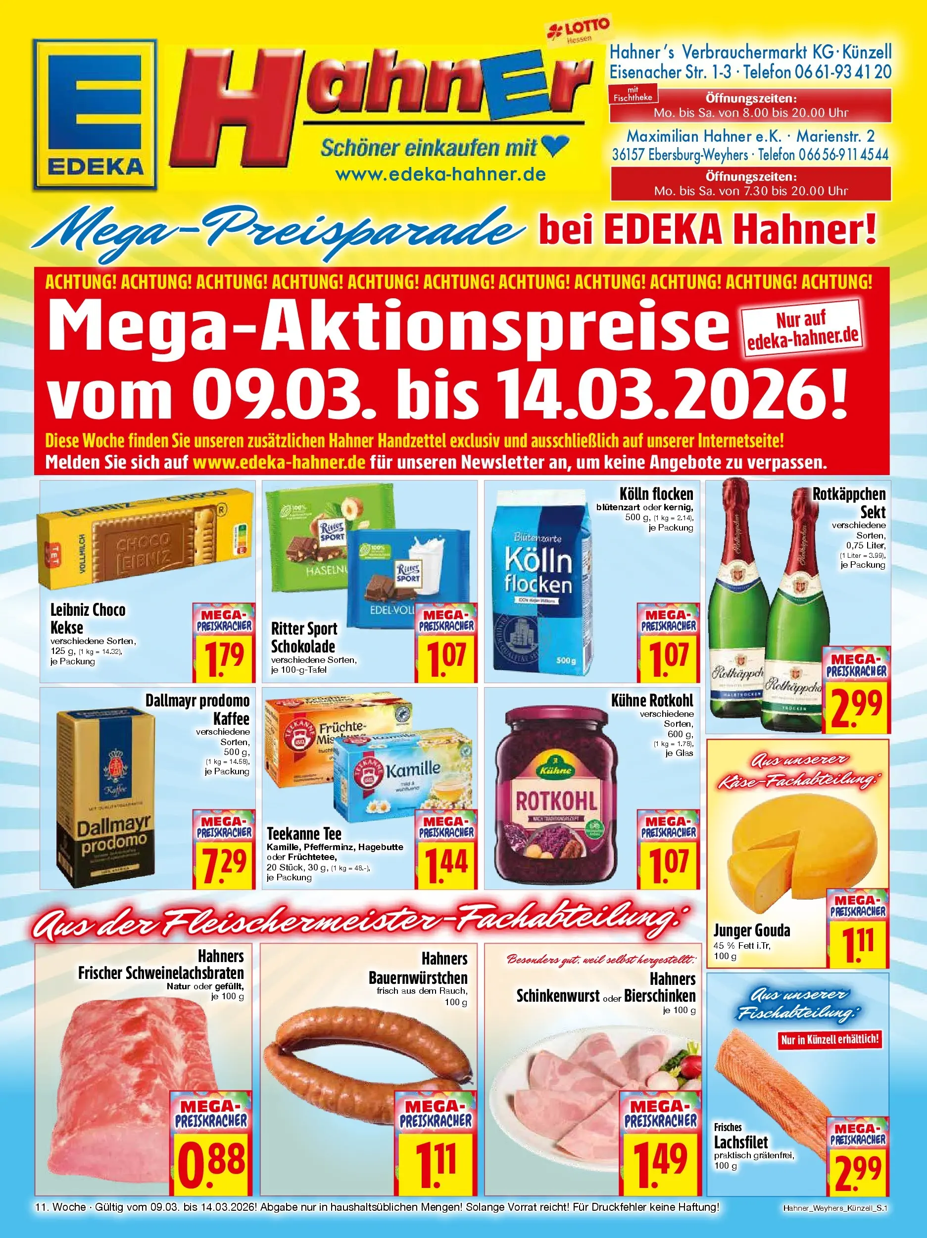 Angebote - Edeka Hahner: Wochenangebote (ab 08.03.2026) zum Blättern | Seite: 1