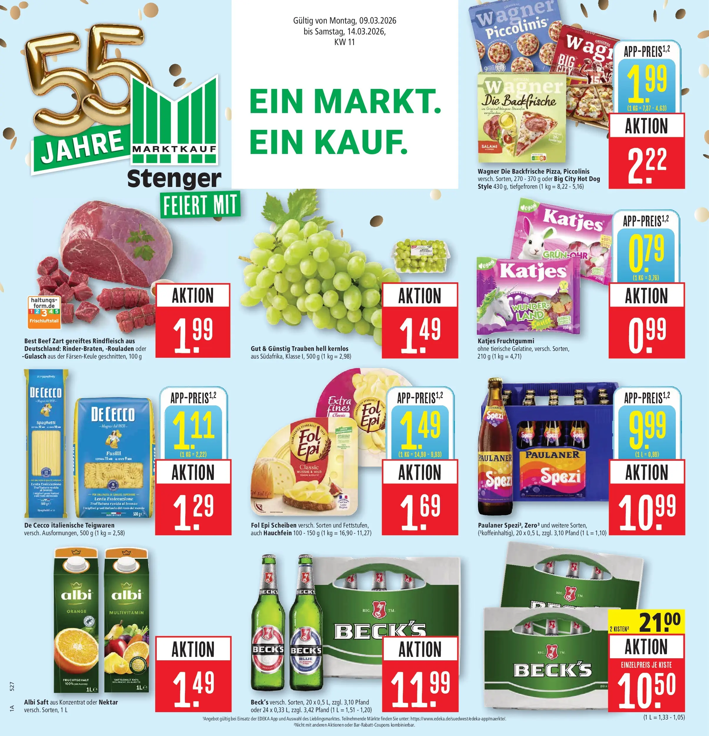 Marktkauf Prospekt Aschaffenburg (ab 09.03.2026) » Angebote online | Seite: 1 | Produkte: Katjes, Gulasch, Piccolinis, Rindfleisch