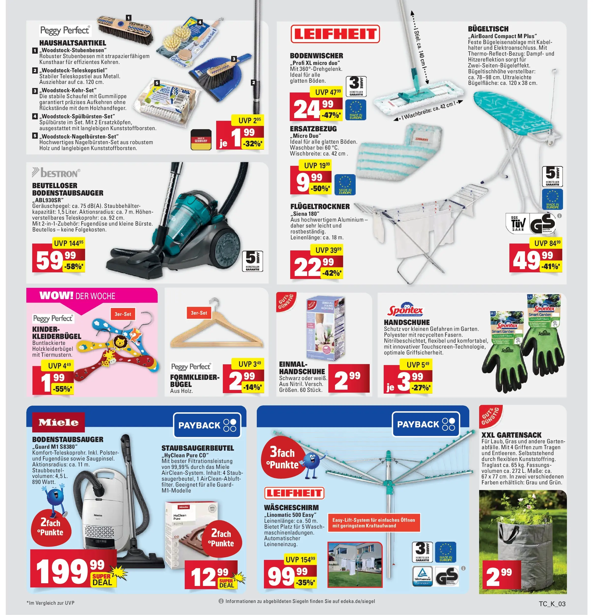 Marktkauf Prospekt Senden (ab 09.03.2026) » Angebote online | Seite: 33 | Produkte: Kabel, Miele, Kleiderbügel, Handschuhe