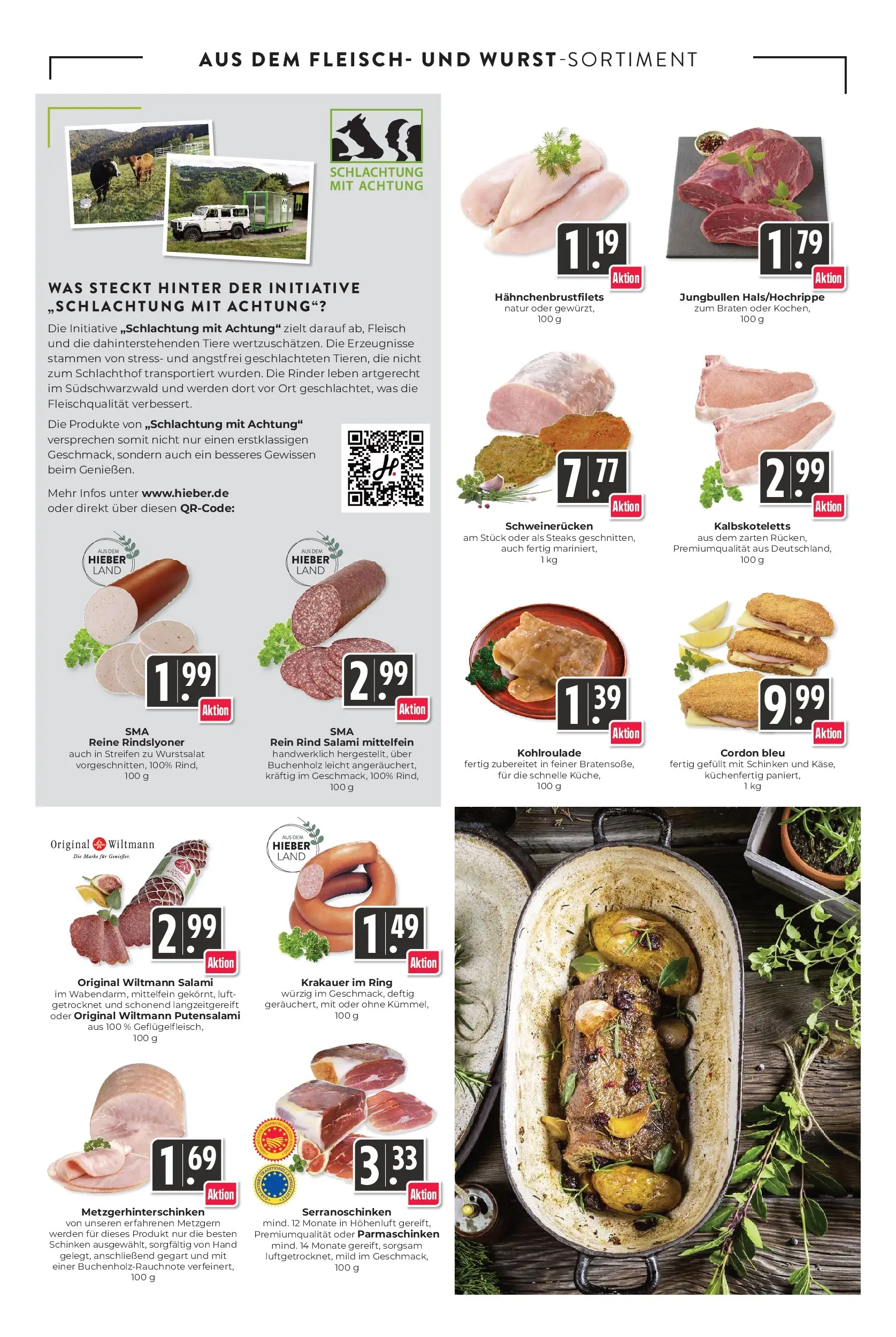 Angebote - Hieber's Frischecenter: Meine Woche (ab 08.03.2026) zum Blättern | Seite: 4 | Produkte: Schweinerucken, Salami, Schinken, Fleisch