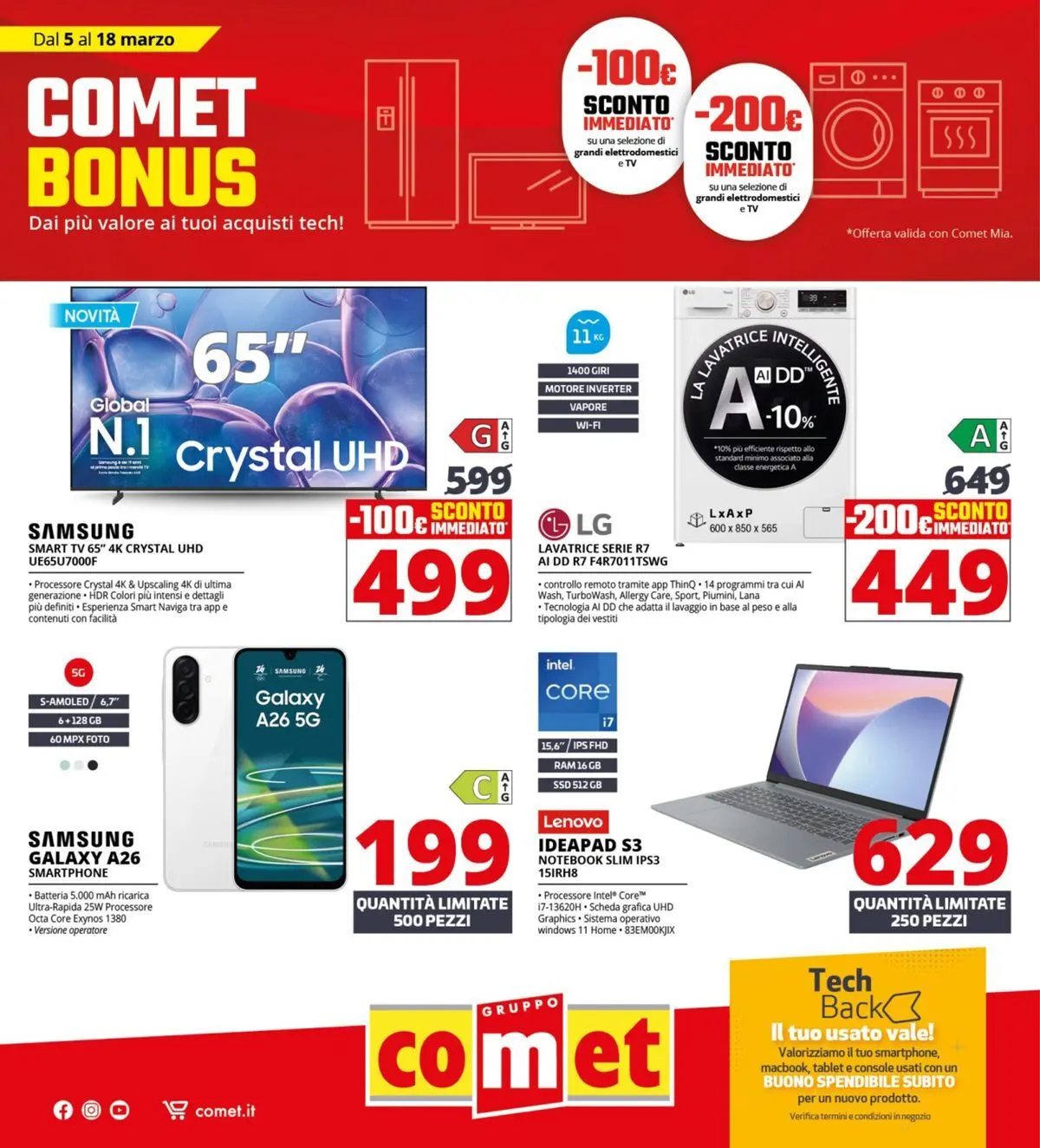 Nuovo Comet - Comet bonus! dal 05/03/2026 > offerte anteprima 🛍️ | Pagina: 1 | Prodotti: Notebook, Samsung Galaxy, Lavatrice, Batteria