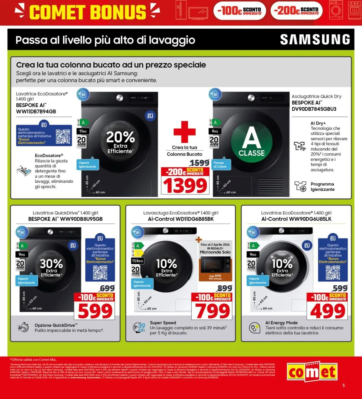 Nuovo Comet - Comet bonus! dal 05/03/2026 > offerte anteprima 🛍️ | Pagina: 5 | Prodotti: Microonde, Lavatrice, Asciugatrice, Data