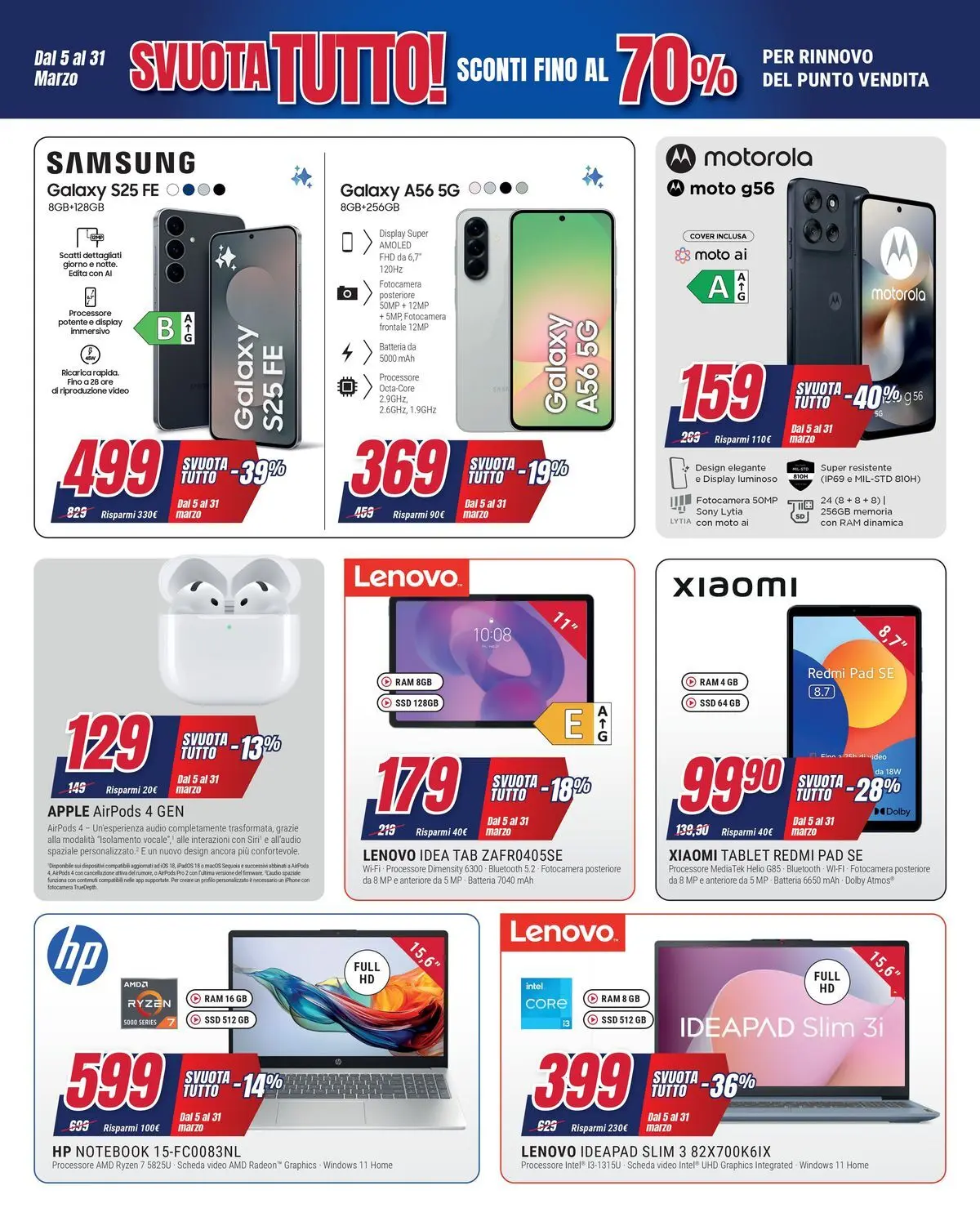 ﻿Trony volantino dal ﻿05/03/2026﻿ > ﻿Anteprima | Pagina: 4 | Prodotti: Xiaomi, Iphone, Tablet, Audio