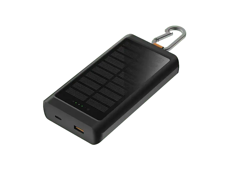 Xtorm XG2S101 Power Bank mit Solarpanel und Taschenlampe, 10.000 mAh, 15 Watt Fast Charge, Schwarz; Powerbank