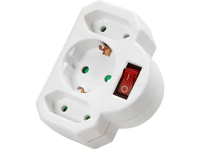 Vivanco 05256 3-fach Schukoadapter mit Schalter, Wei&szlig;