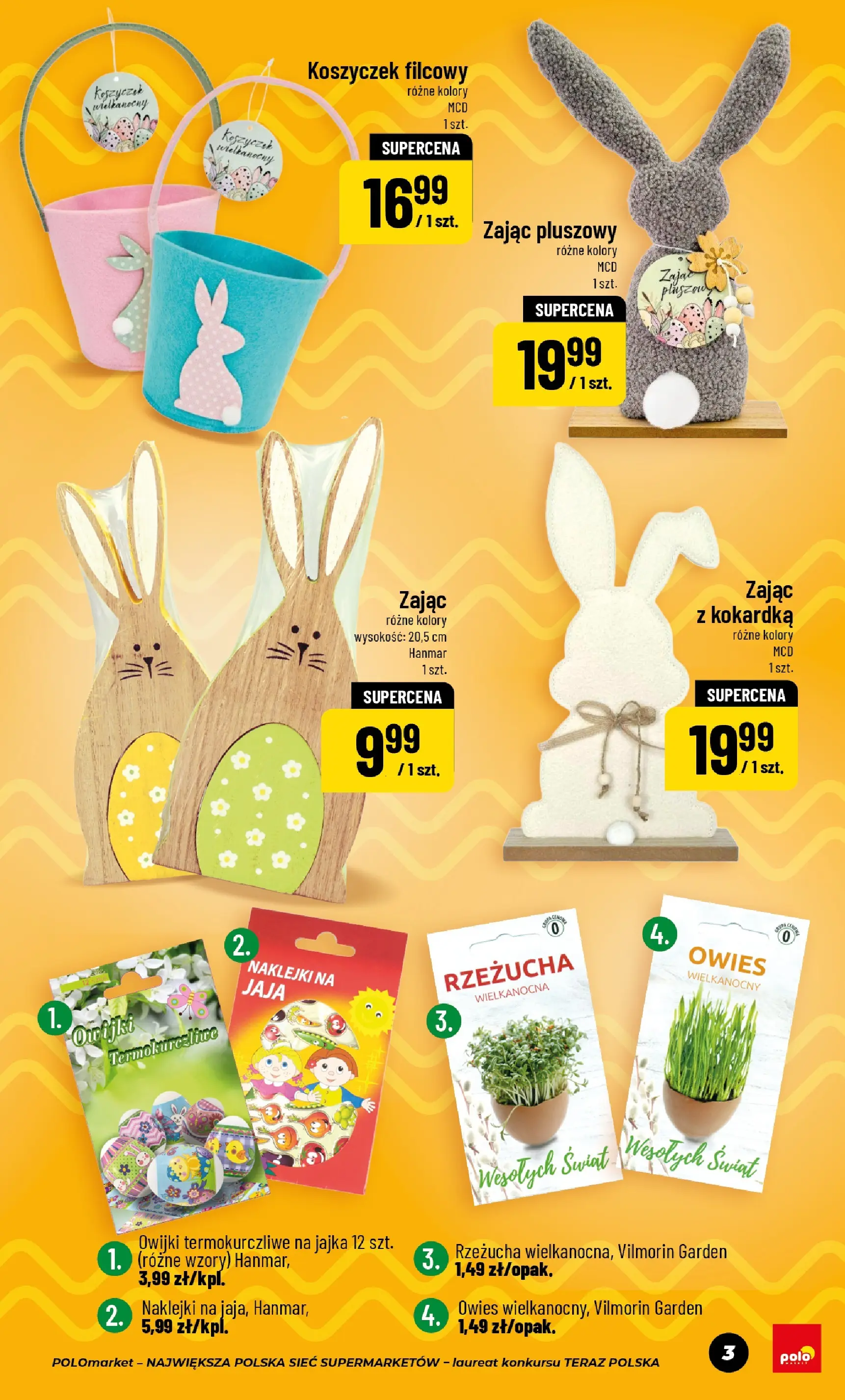 Nowa POLOmarket gazetka od jutra 06.03.2026 (PDF) | Strona: 3 | Produkty: Rzeżucha, Naklejki, Jajka, Jaja