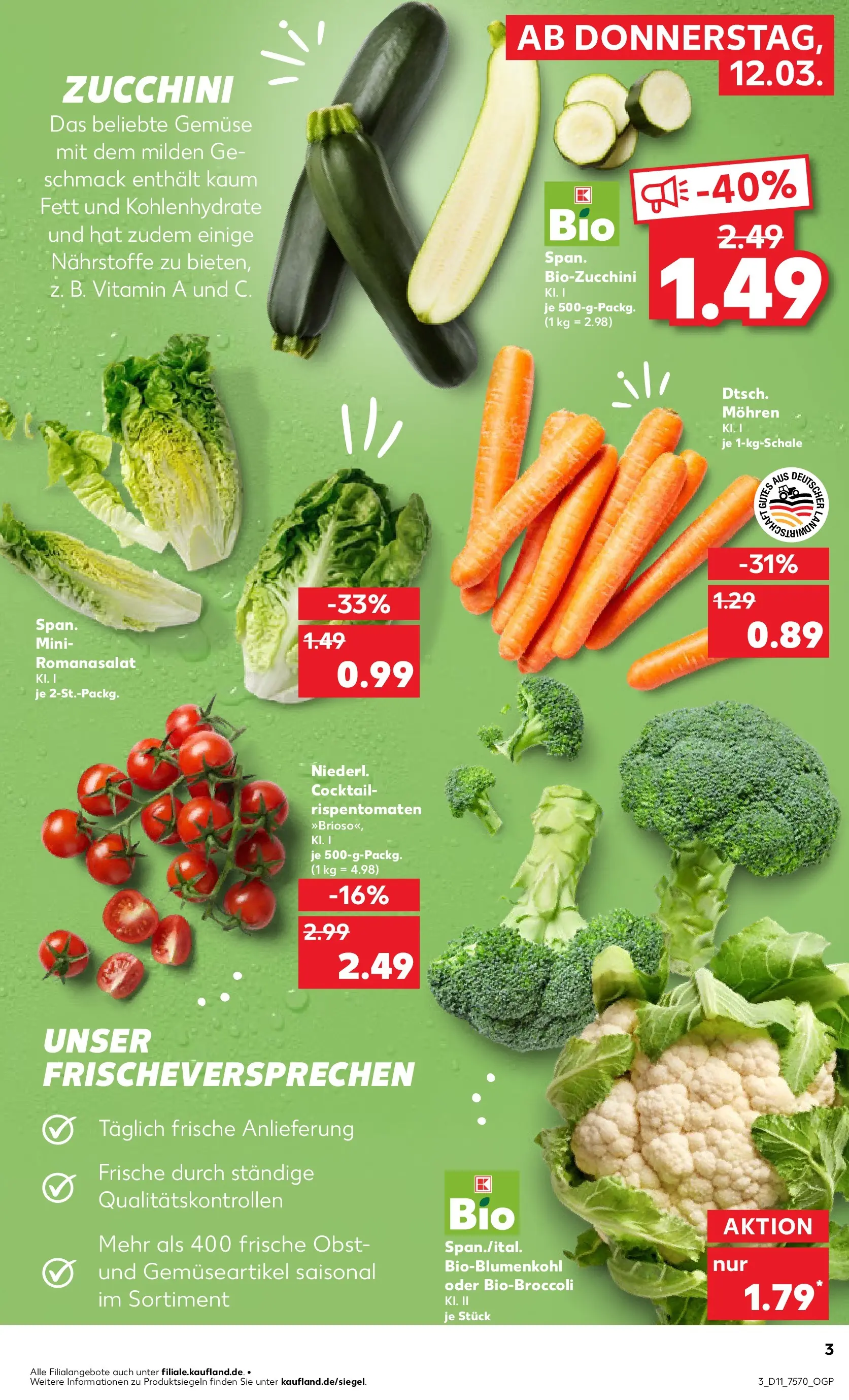 Prospekt Kaufland ab 09.03.2026 » Angebote Online zum Blättern | Seite: 15 | Produkte: Mohren, Gemüse, Obst, Zucchini