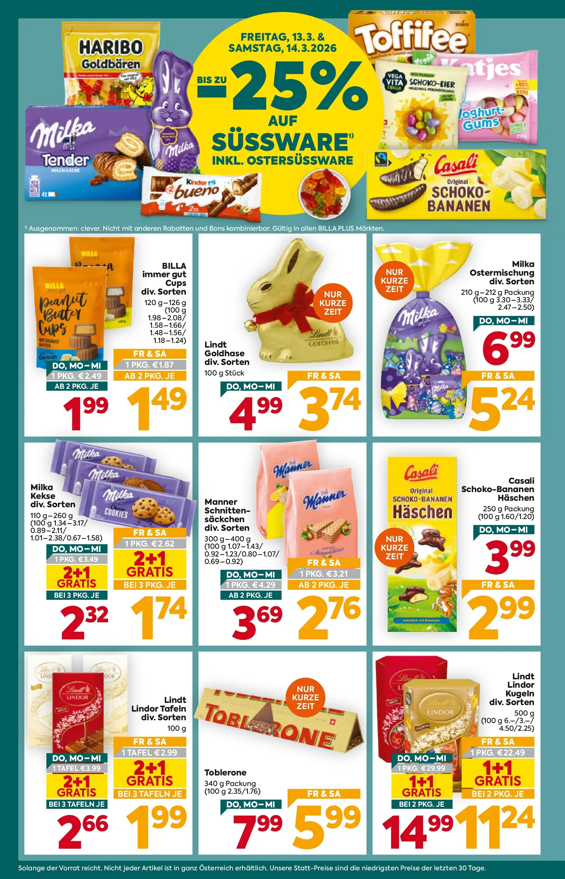 Billa Plus - BILLA PLUS: Flugblatt Burgenland von 11.03.2026 - Aktuelle Angebote | Seite: 2 | Produkte: Kekse, Butter, Bananen