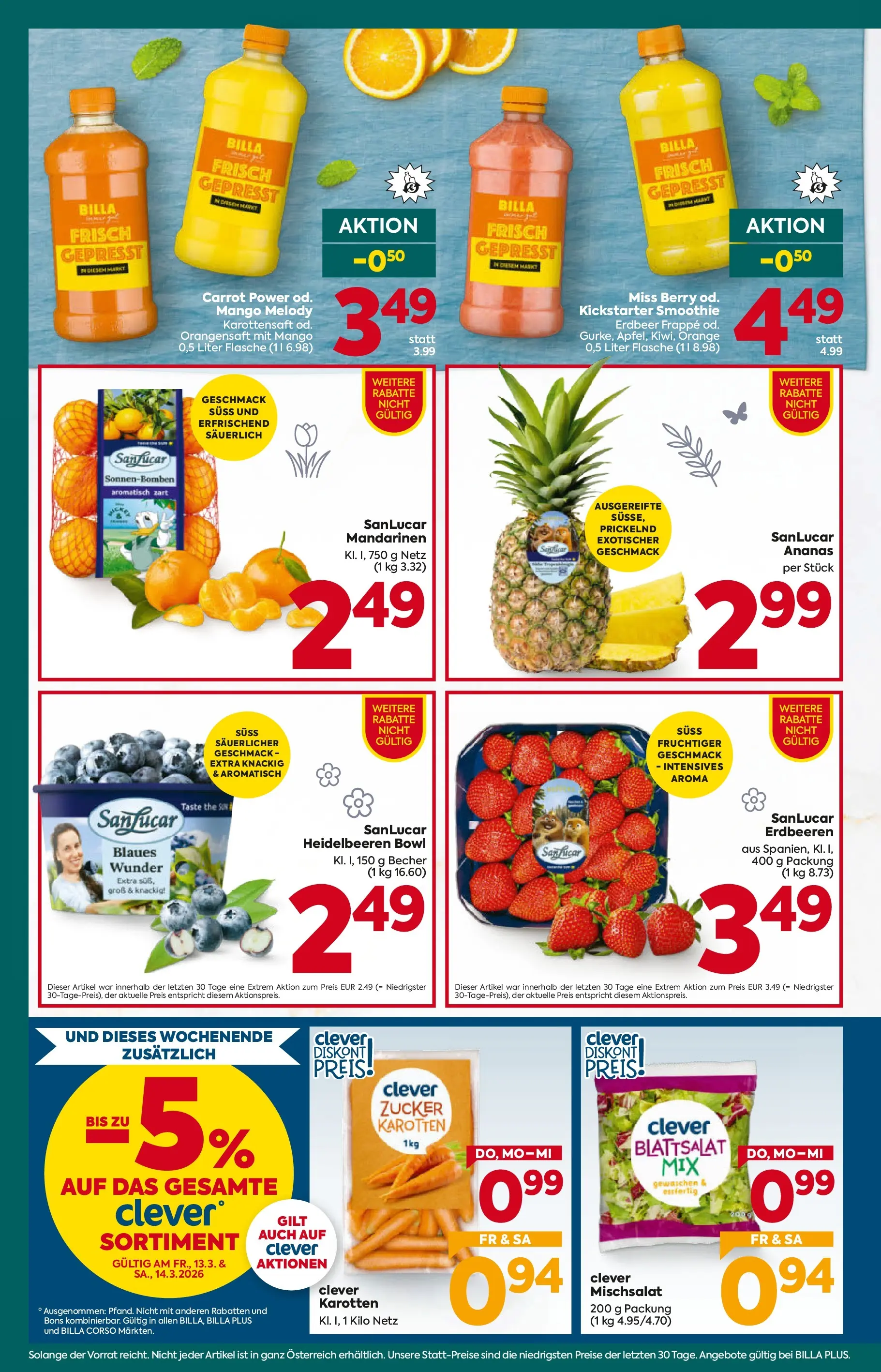 Billa Plus - BILLA PLUS: Flugblatt Burgenland von 11.03.2026 - Aktuelle Angebote | Seite: 8 | Produkte: Mandarinen, Zucker, Mango, Ananas