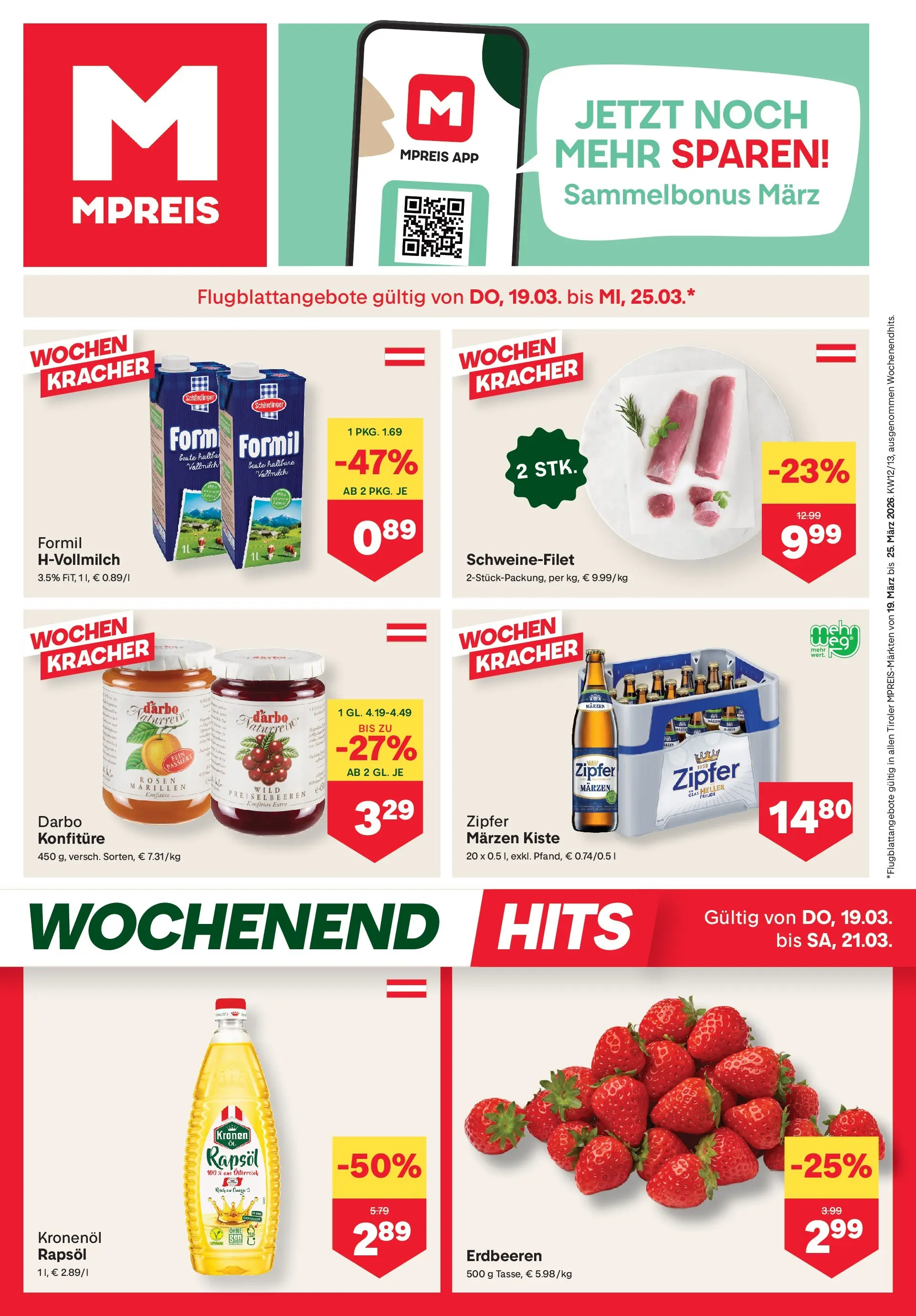 MPREIS Pfunds von 18.03.2026 - Aktuelle Angebote | Seite: 1 | Produkte: Erdbeeren
