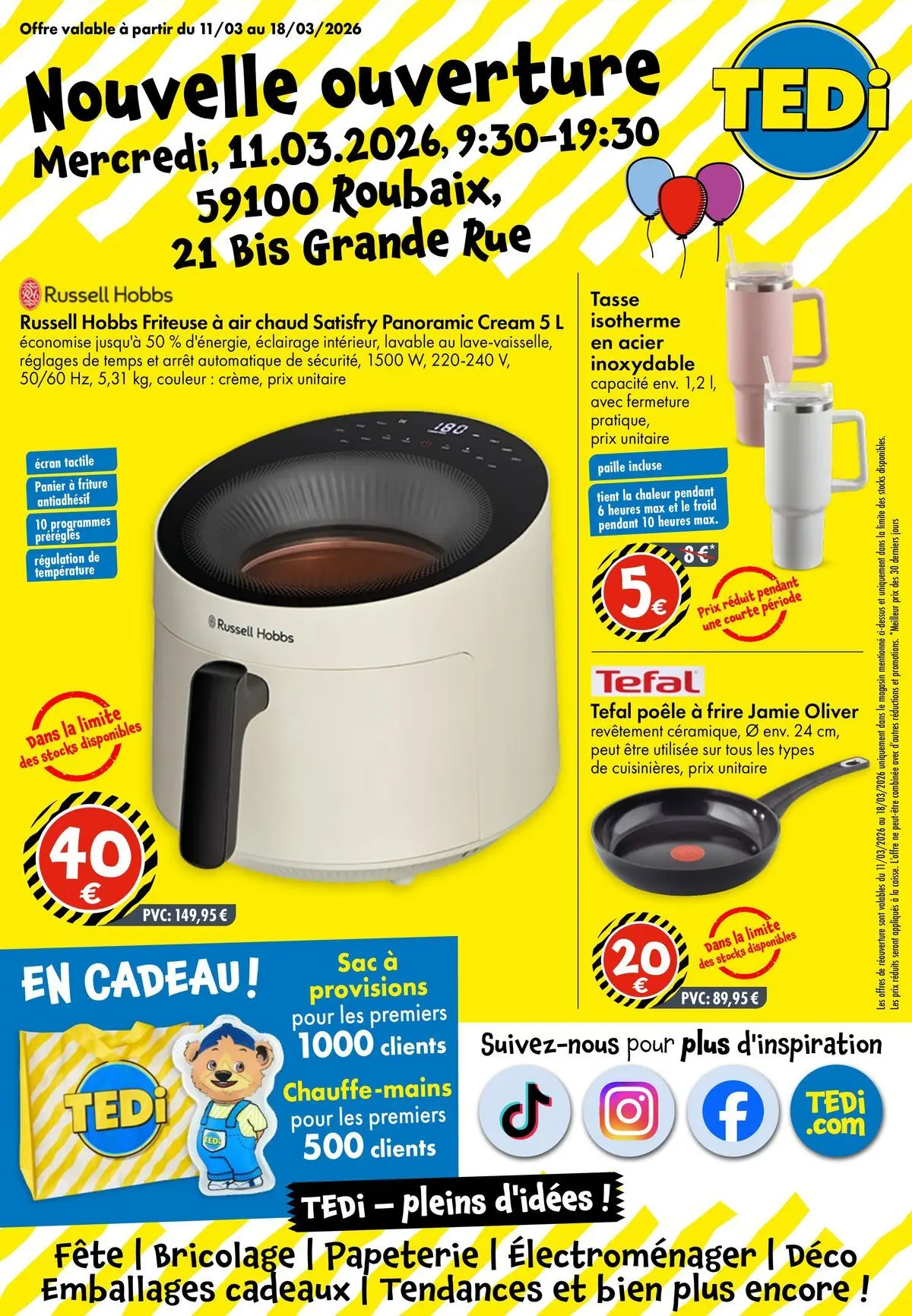 TEDi - TEDi - pleins d'idées à partir du 06/03/2026 - promo en ligne | Page: 1 | Produits: Poêle, Friteuse, Tefal, Panier