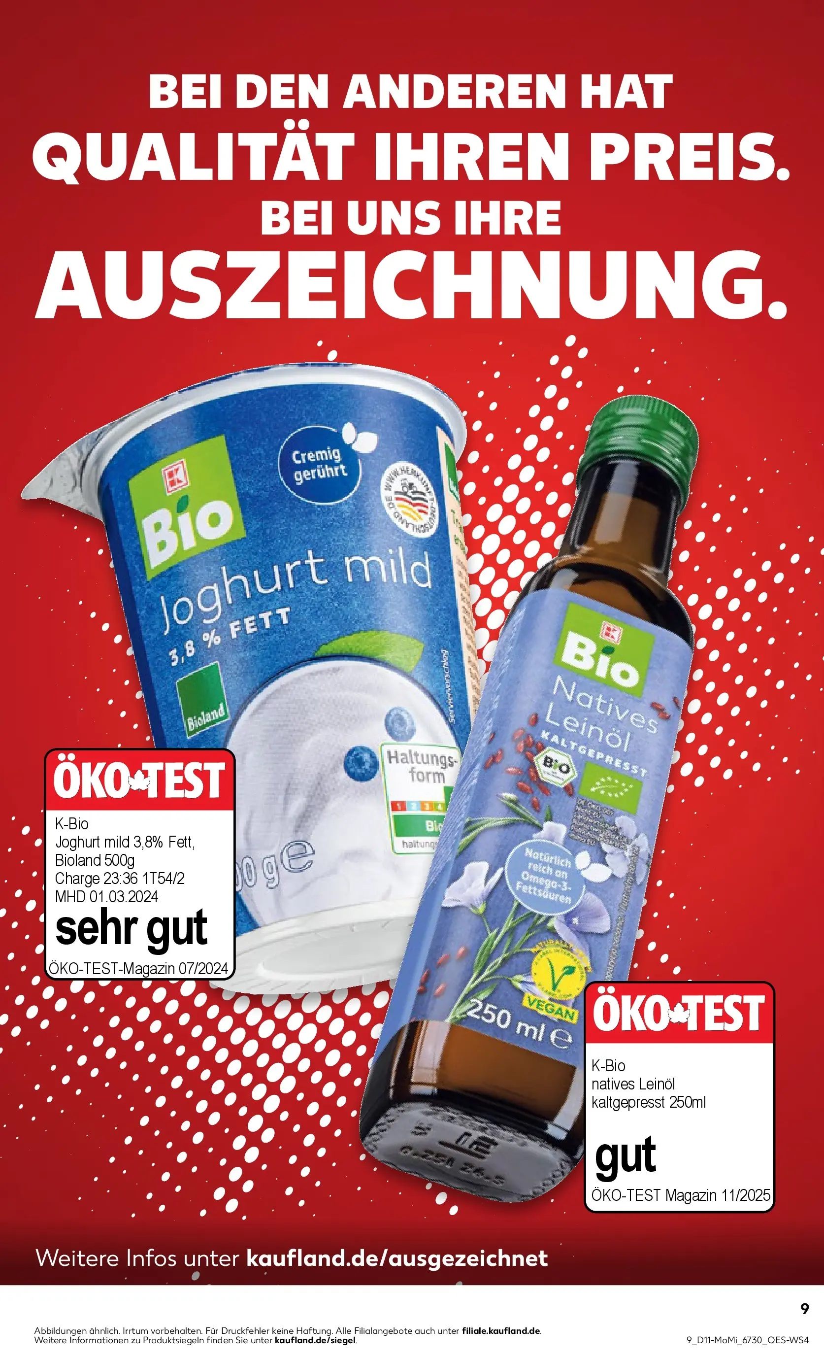 Prospekt Kaufland ab 09.03.2026 » Angebote Online zum Blättern | Seite: 9 | Produkte: Joghurt, Leinöl