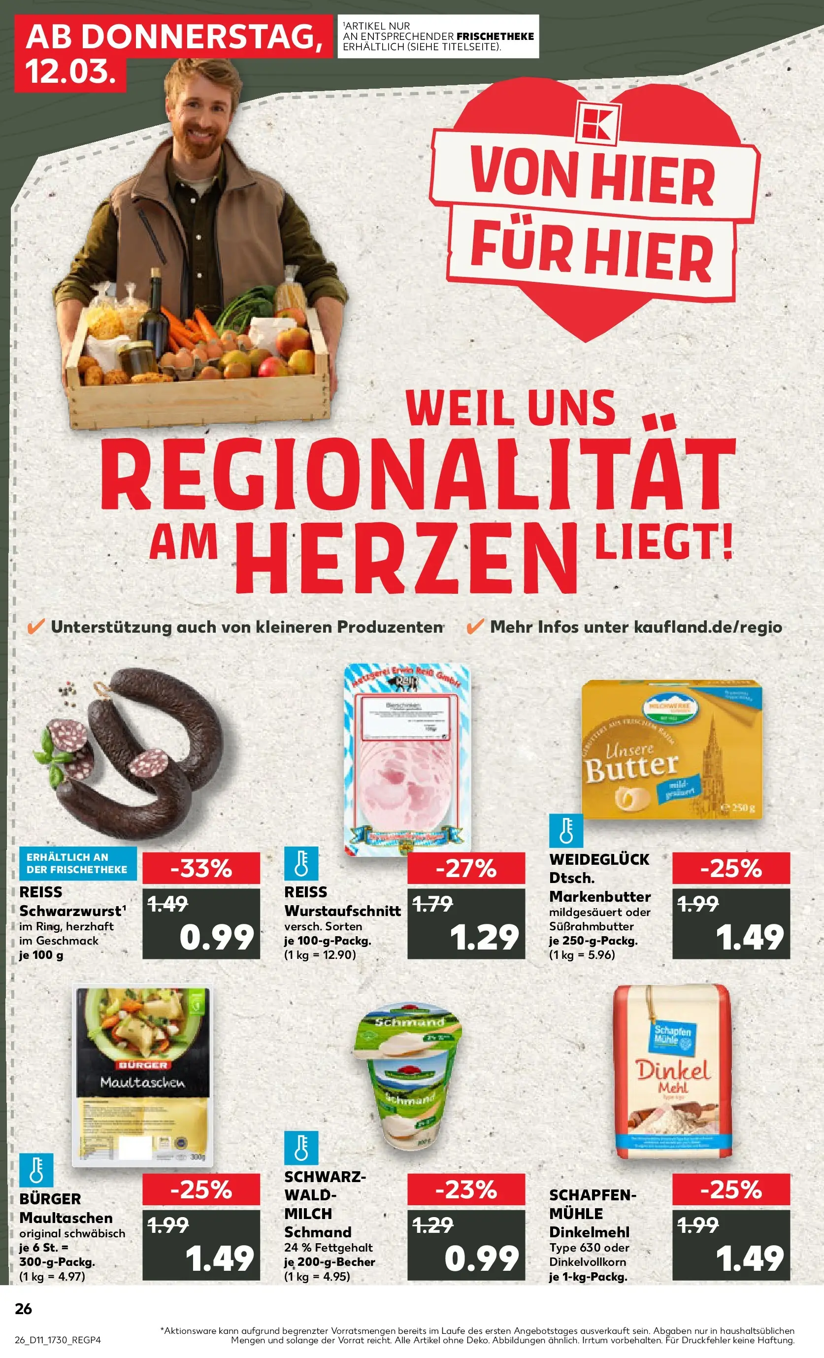 Prospekt Kaufland ab 09.03.2026 » Angebote Online zum Blättern | Seite: 38 | Produkte: Mehl, Milch, Butter, Burger