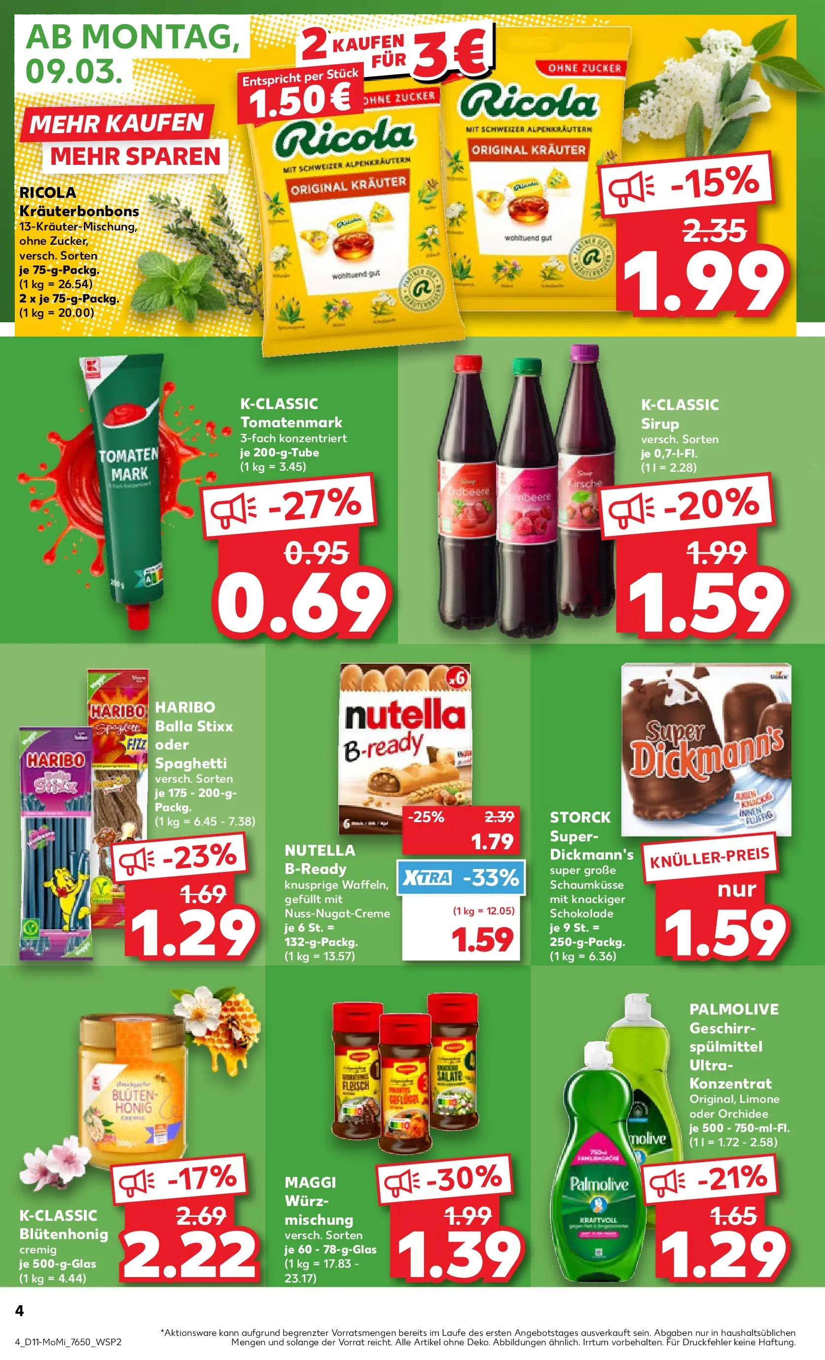 Prospekt Kaufland ab 09.03.2026 » Angebote Online zum Blättern | Seite: 4 | Produkte: Maggi, Haribo, Sirup, Nutella