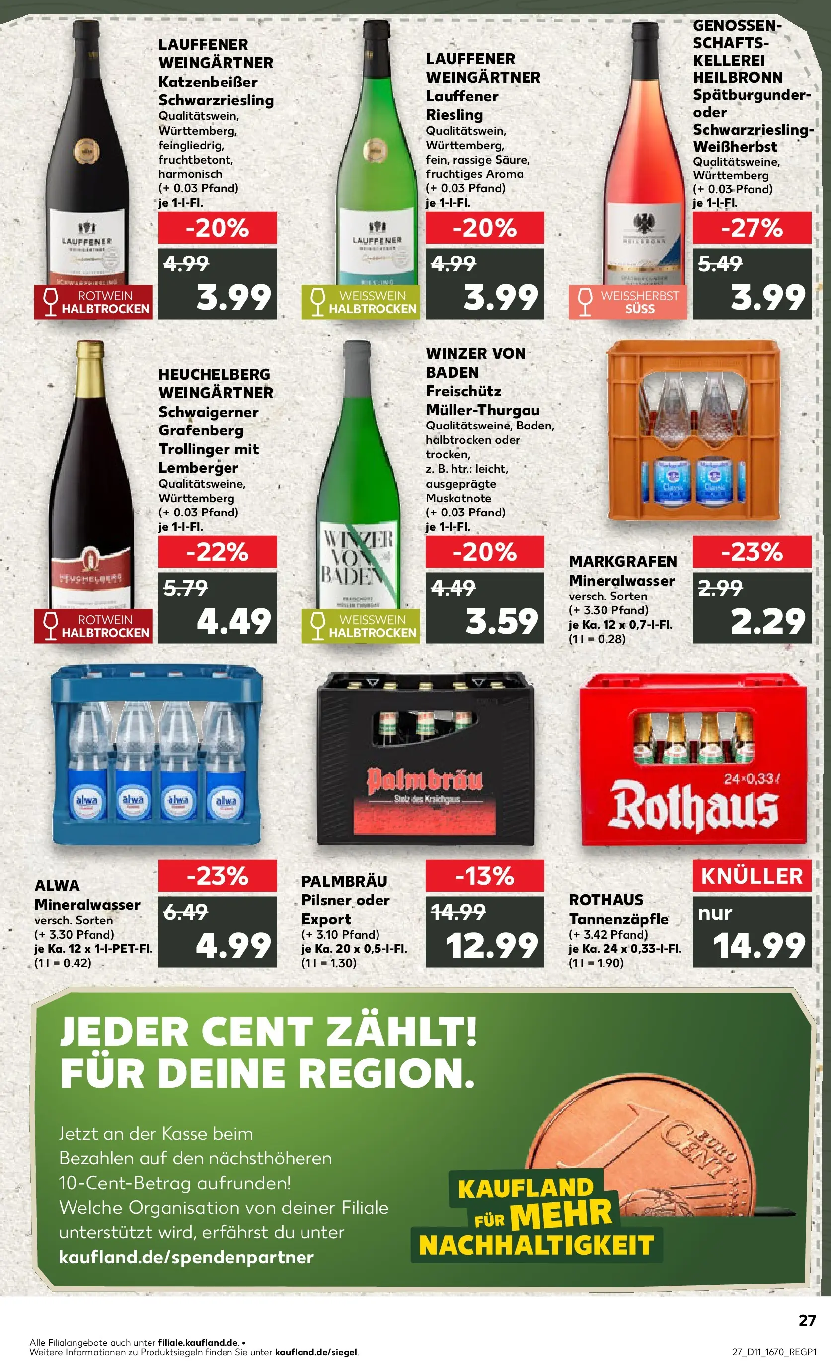 Prospekt Kaufland ab 12.03.2026 » Angebote Online zum Blättern | Seite: 27 | Produkte: Weißwein, Rotwein, Mineralwasser