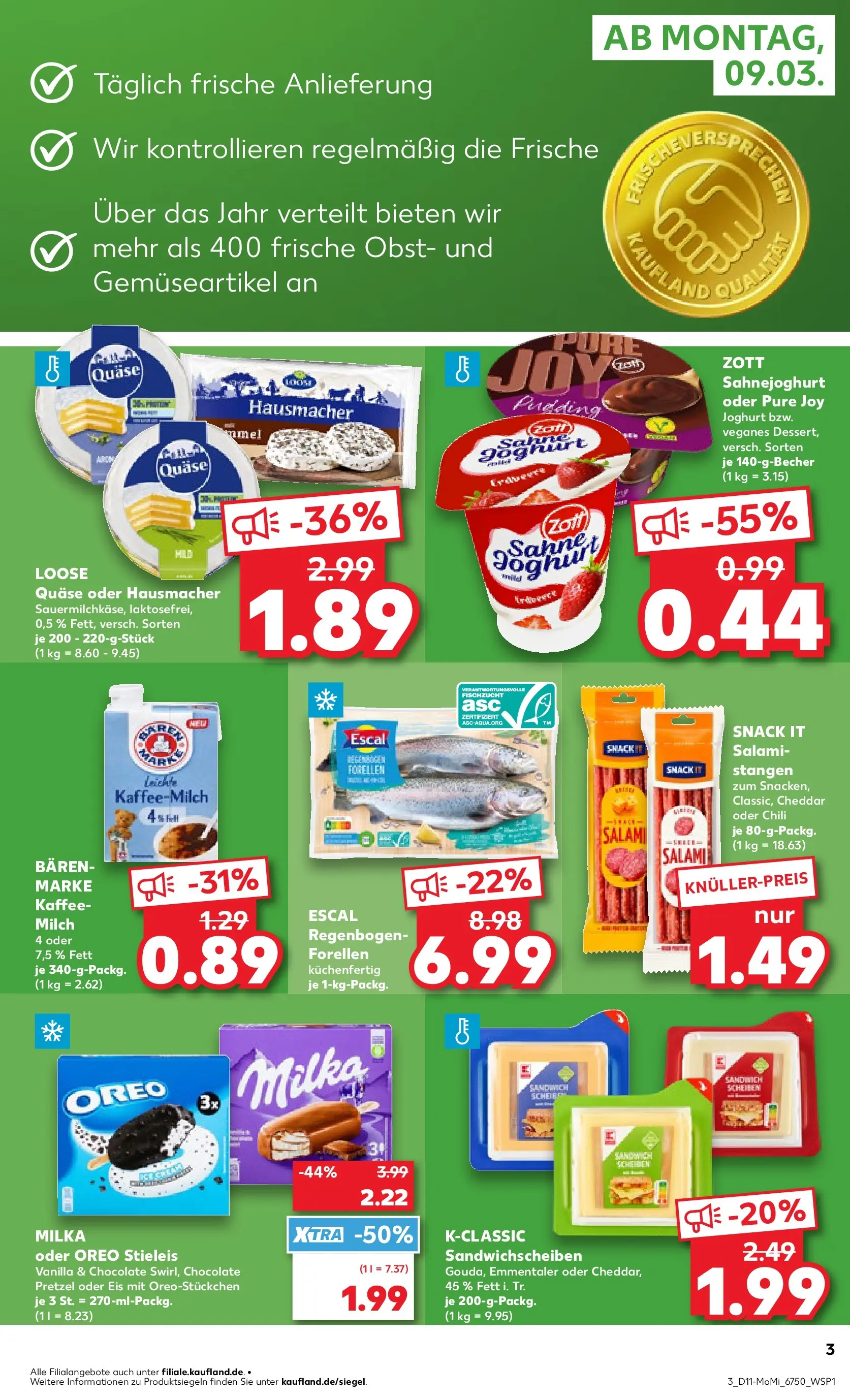 Prospekt Kaufland ab 09.03.2026 » Angebote Online zum Blättern | Seite: 3 | Produkte: Joghurt, Kaffee, Milka, Pudding