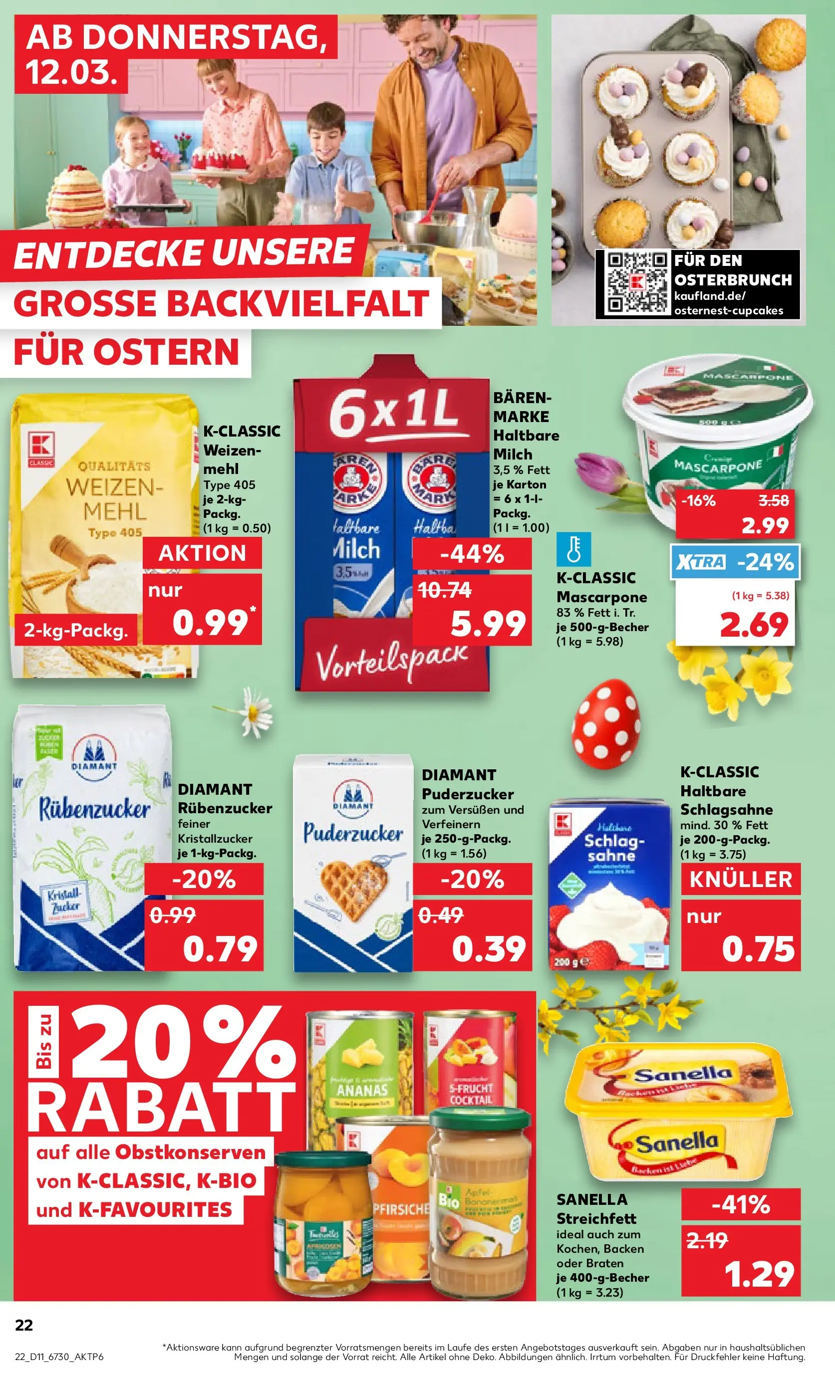 Prospekt Kaufland ab 09.03.2026 » Angebote Online zum Blättern | Seite: 34 | Produkte: Margarine, Mehl, Schlagsahne, Ananas