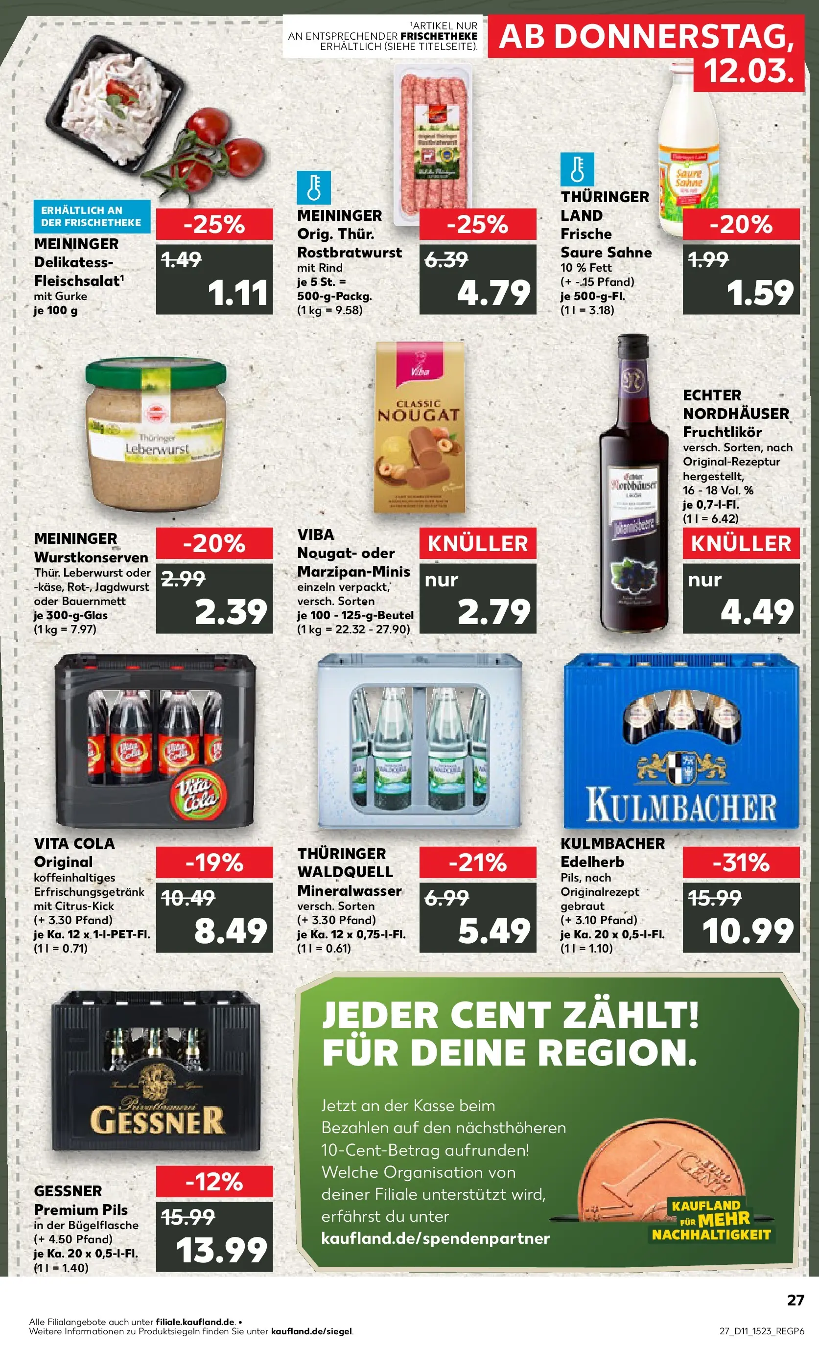 Prospekt Kaufland ab 09.03.2026 » Angebote Online zum Blättern | Seite: 39 | Produkte: Cola, Mineralwasser, Vita cola, Sahne