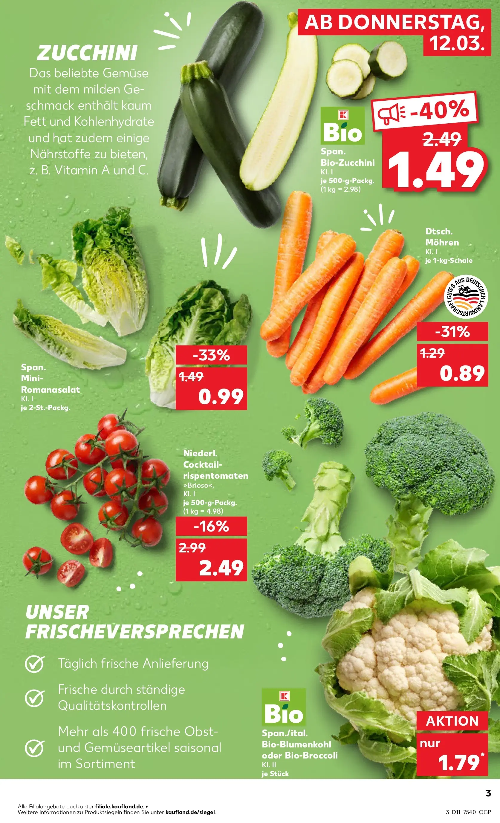 Prospekt Kaufland ab 09.03.2026 » Angebote Online zum Blättern | Seite: 15 | Produkte: Mohren, Gemüse, Obst, Zucchini