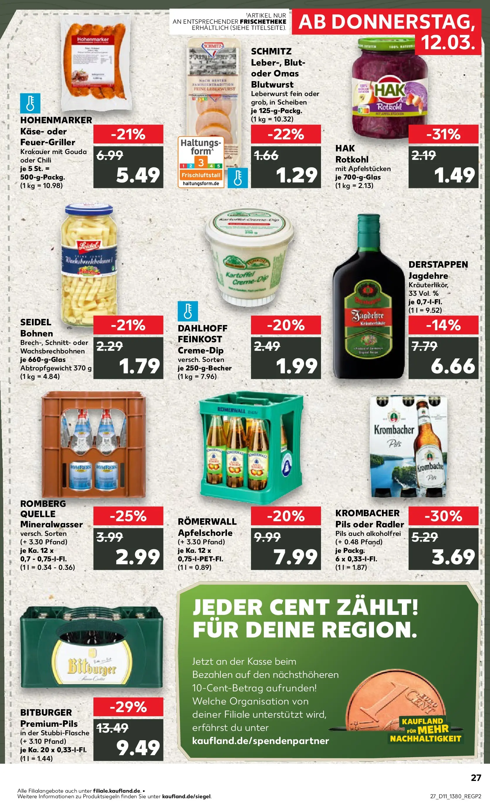 Prospekt Kaufland ab 12.03.2026 » Angebote Online zum Blättern | Seite: 27 | Produkte: Käse, Gouda, Radler, Krombacher
