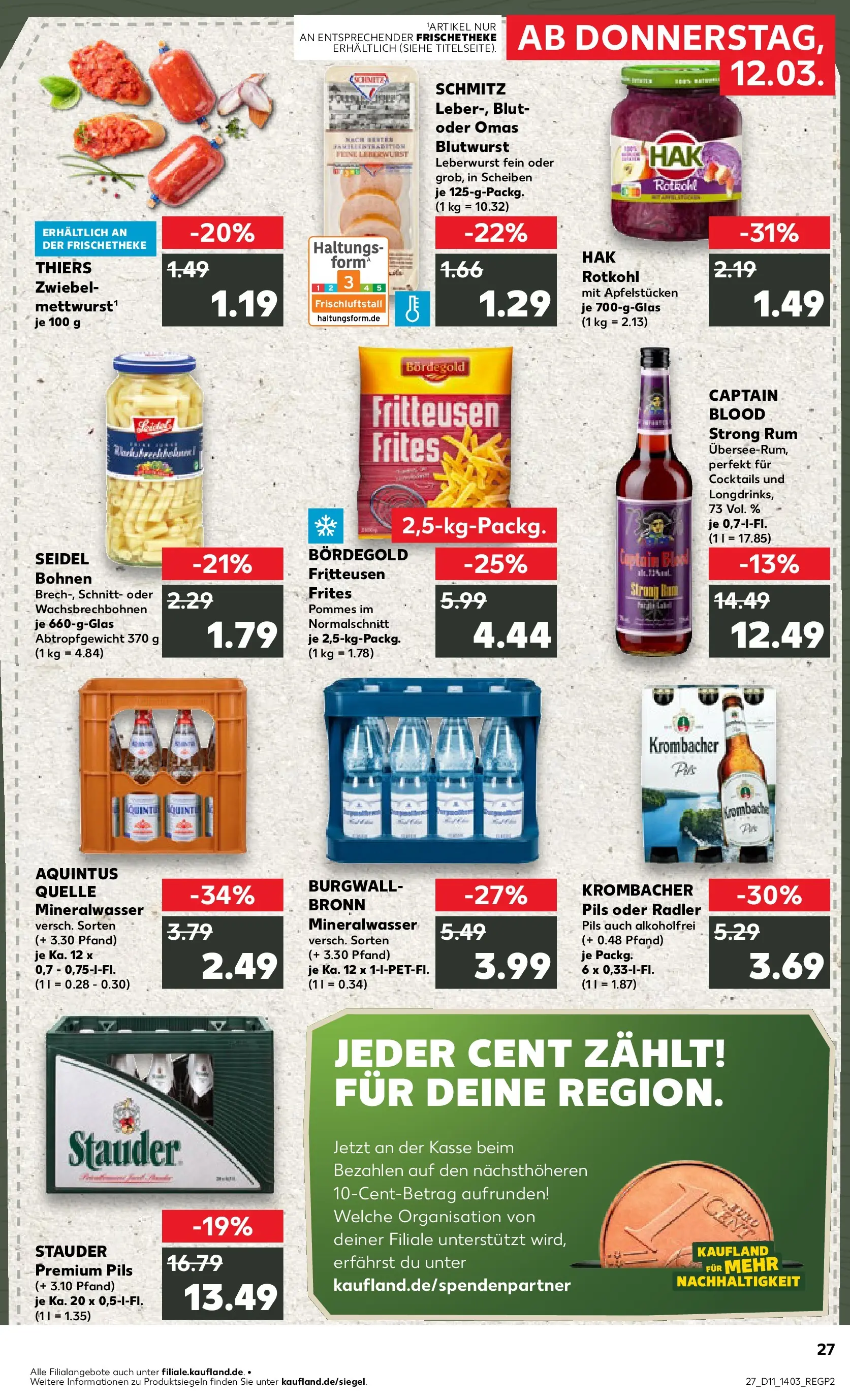 Prospekt Kaufland ab 12.03.2026 » Angebote Online zum Blättern | Seite: 27 | Produkte: Pils, Pommes, Mineralwasser, Radler