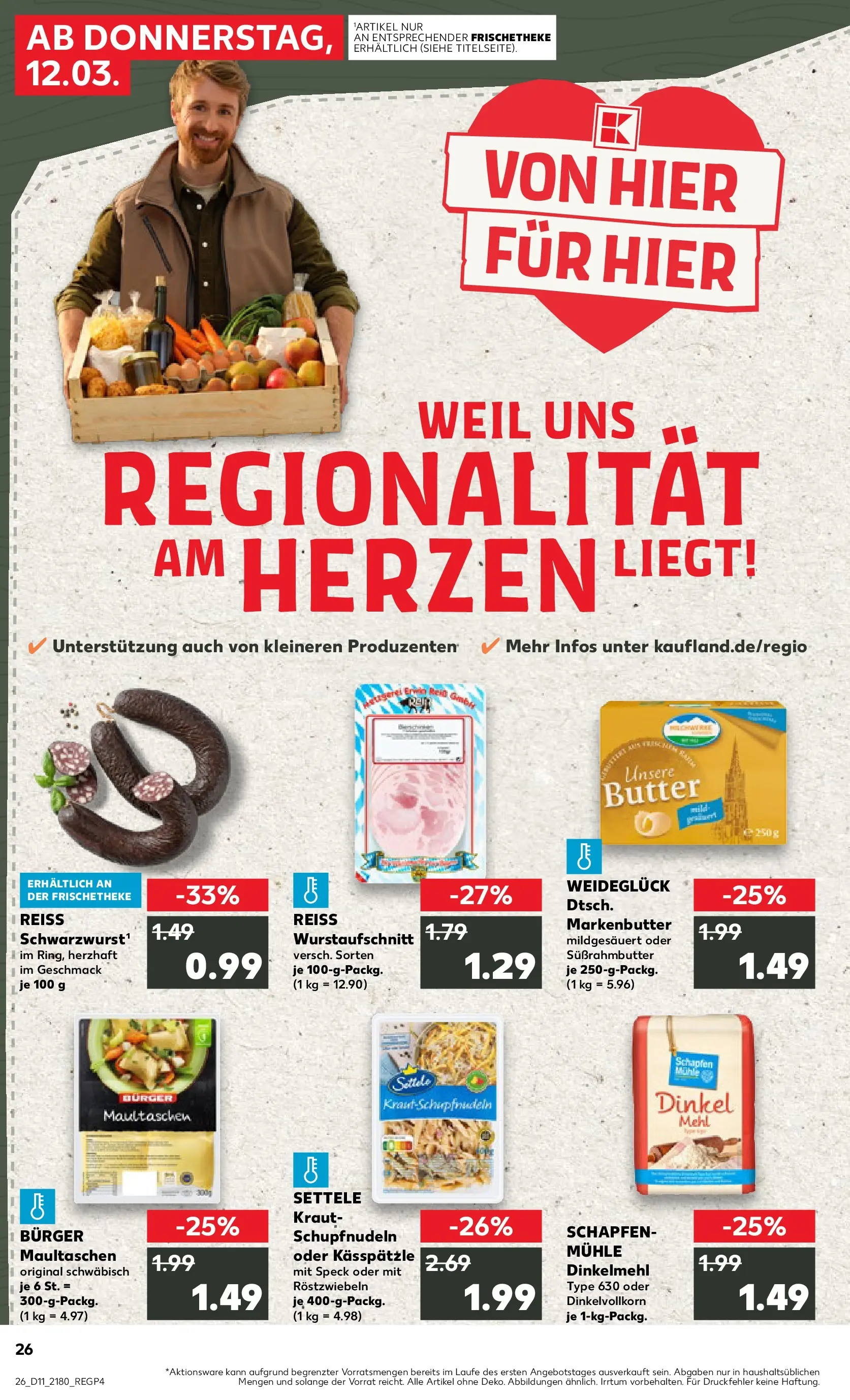 Prospekt Kaufland ab 09.03.2026 » Angebote Online zum Blättern | Seite: 38 | Produkte: Mühle, Butter, Kraut, Maultaschen