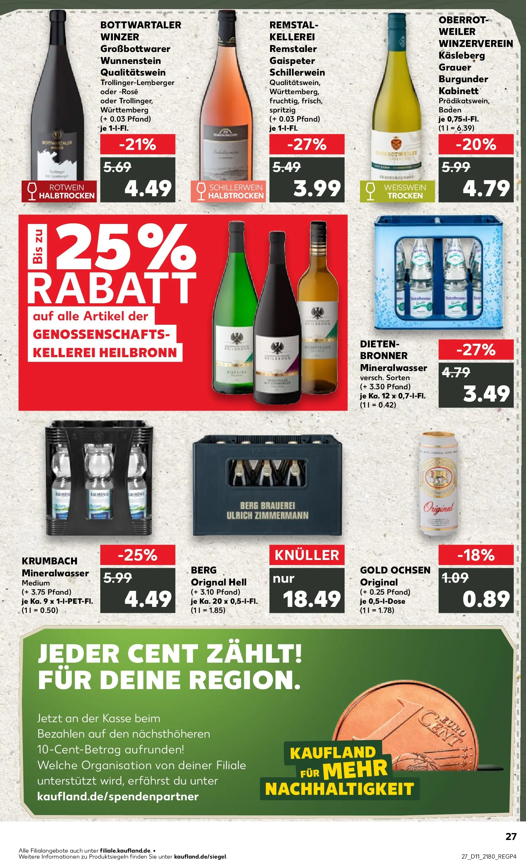 Prospekt Kaufland ab 09.03.2026 » Angebote Online zum Blättern | Seite: 39 | Produkte: Weißwein, Rotwein, Mineralwasser