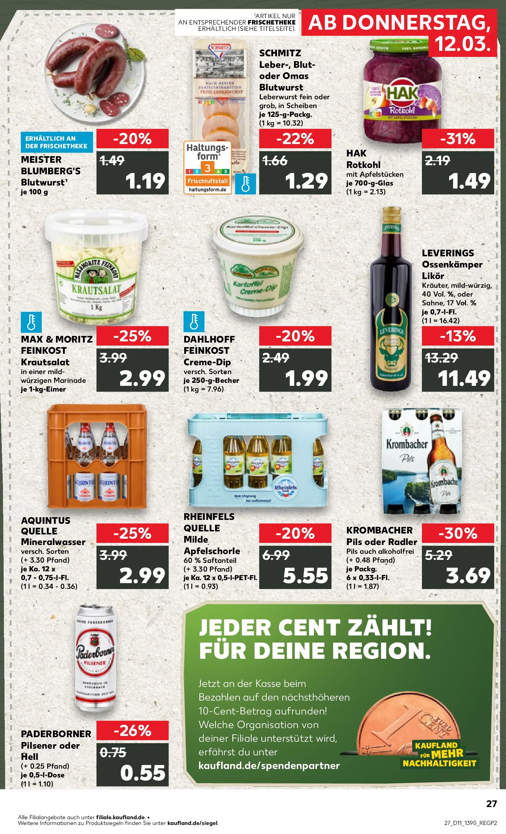 Prospekt Kaufland ab 12.03.2026 » Angebote Online zum Blättern | Seite: 27 | Produkte: Pils, Mineralwasser, Radler, Rheinfels quelle