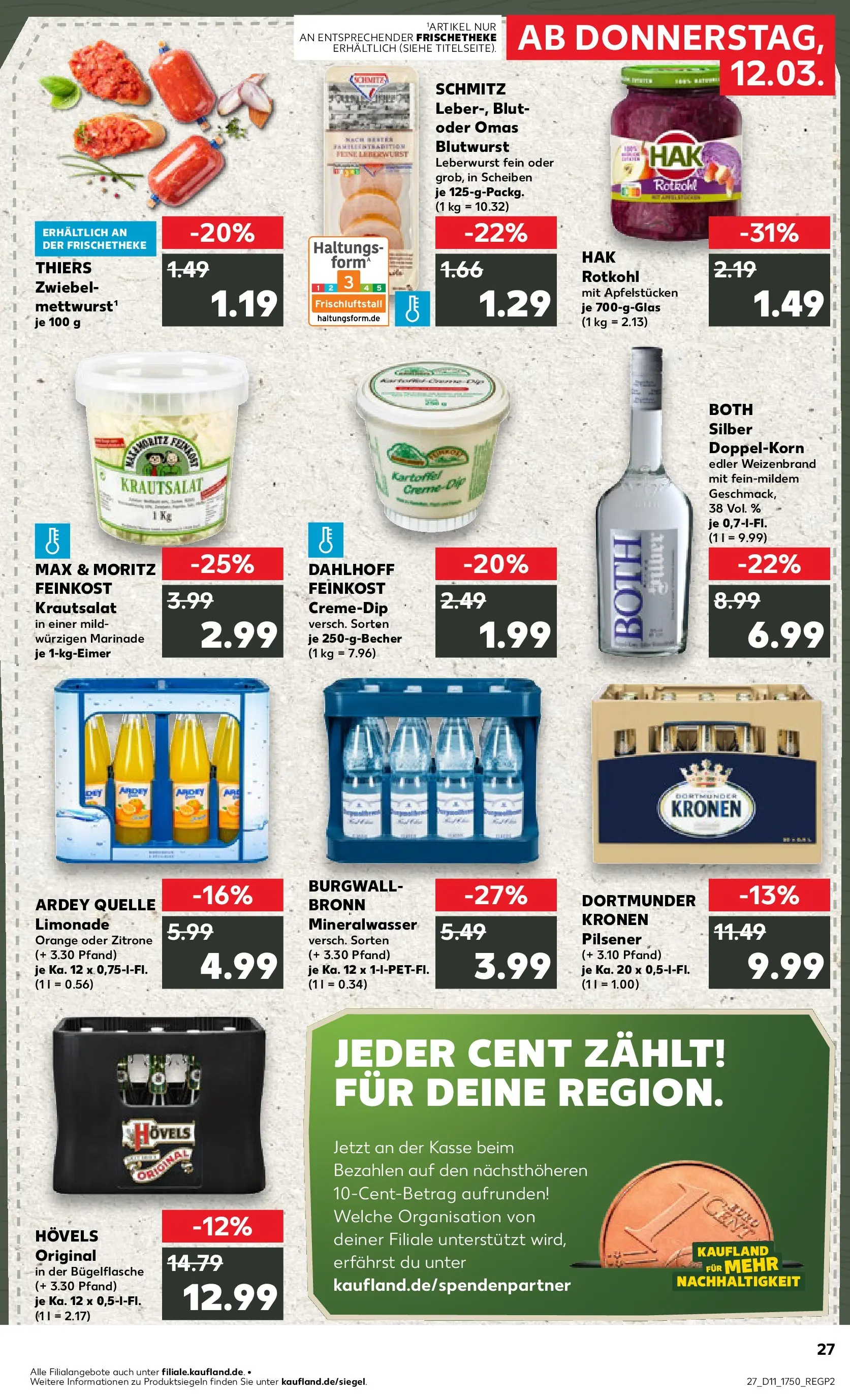 Prospekt Kaufland ab 12.03.2026 » Angebote Online zum Blättern | Seite: 27 | Produkte: Rotkohl, Limonade, Mineralwasser, Zitrone