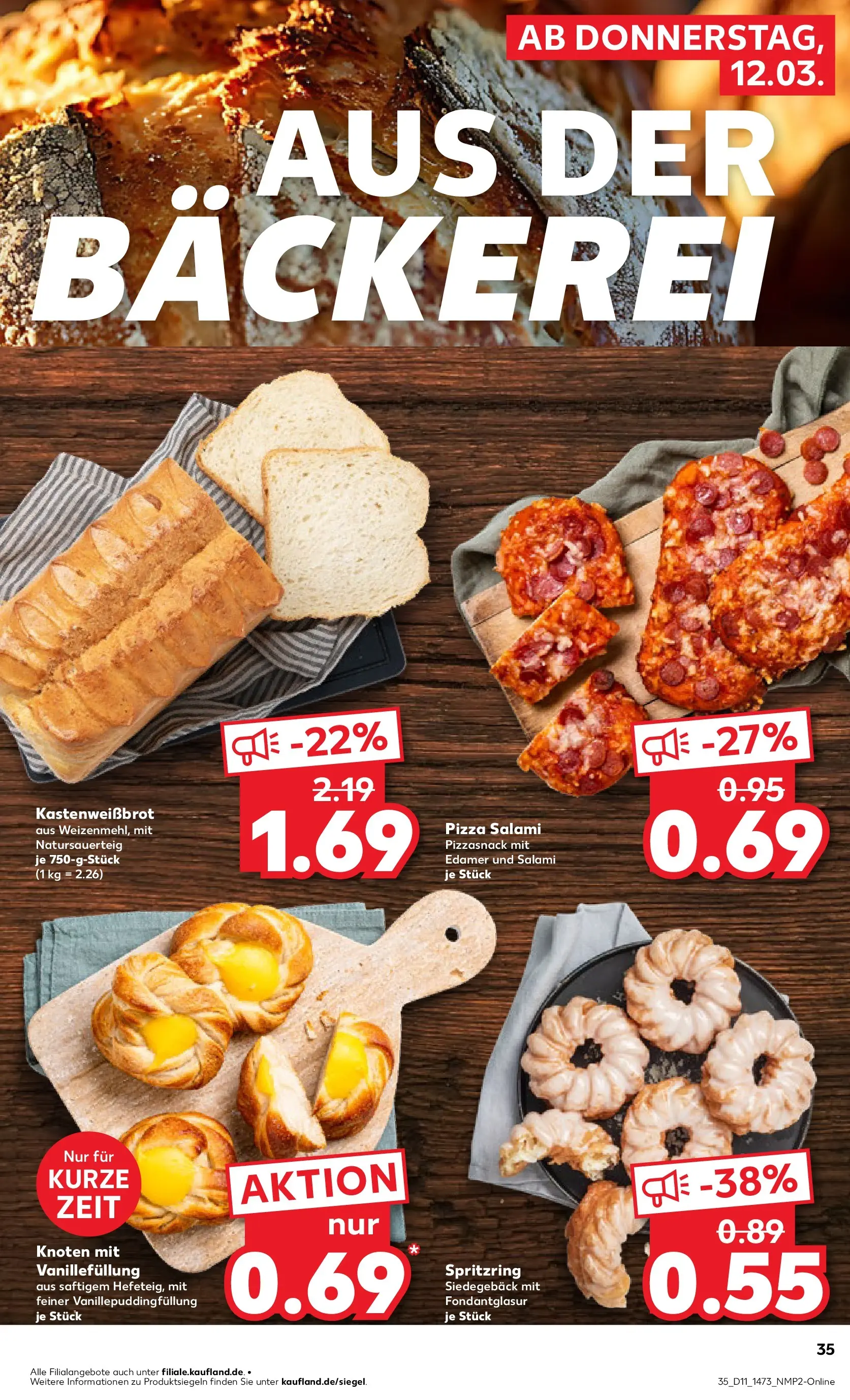 Prospekt Kaufland ab 09.03.2026 » Angebote Online zum Blättern | Seite: 47 | Produkte: Bäckerei, Edamer, Salami, Pizza