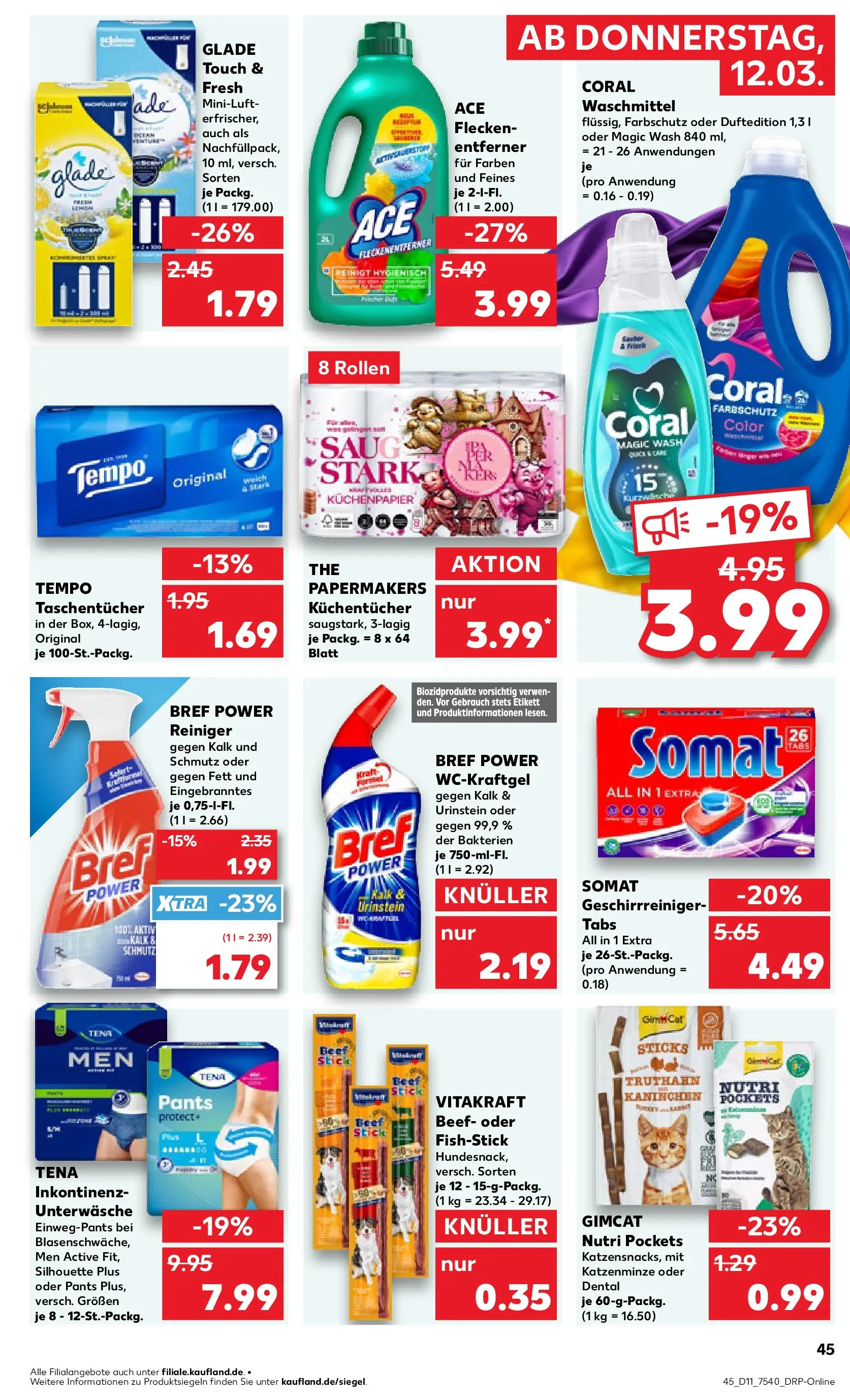 Prospekt Kaufland ab 09.03.2026 » Angebote Online zum Blättern | Seite: 57 | Produkte: Kaninchen, Coral waschmittel, Waschmittel, Unterwäsche