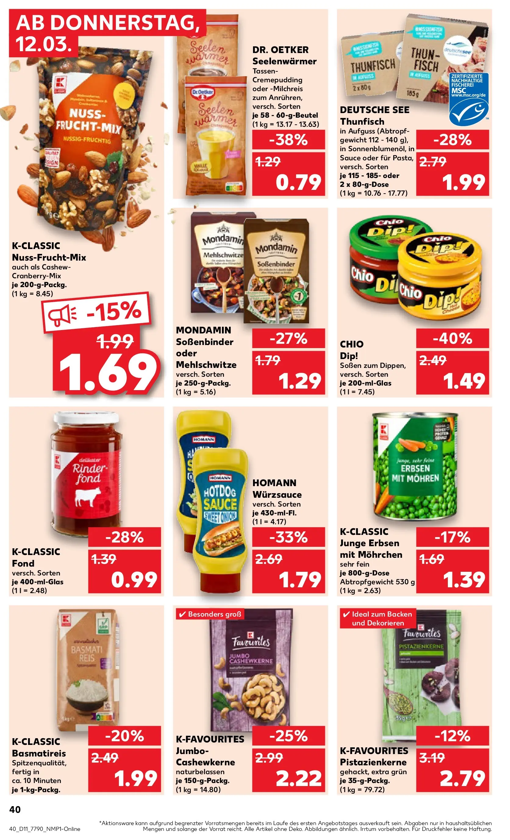 Prospekt Kaufland ab 09.03.2026 » Angebote Online zum Blättern | Seite: 52 | Produkte: Thunfisch, Pudding, Mohren, Reis
