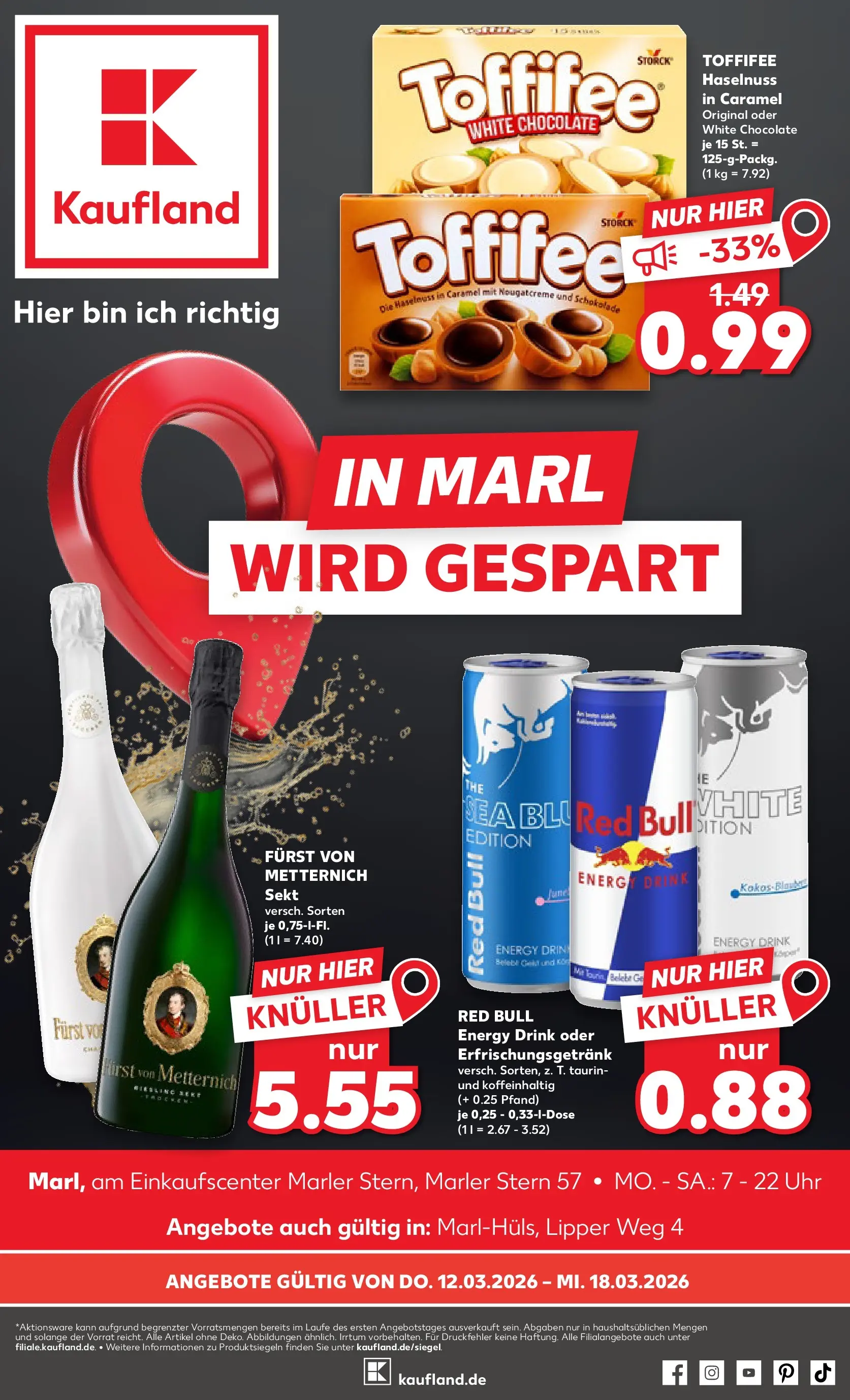 Prospekt Kaufland ab 12.03.2026 » Angebote Online zum Blättern | Seite: 1 | Produkte: Furst von metternich, Schokolade, Sekt, Uhr
