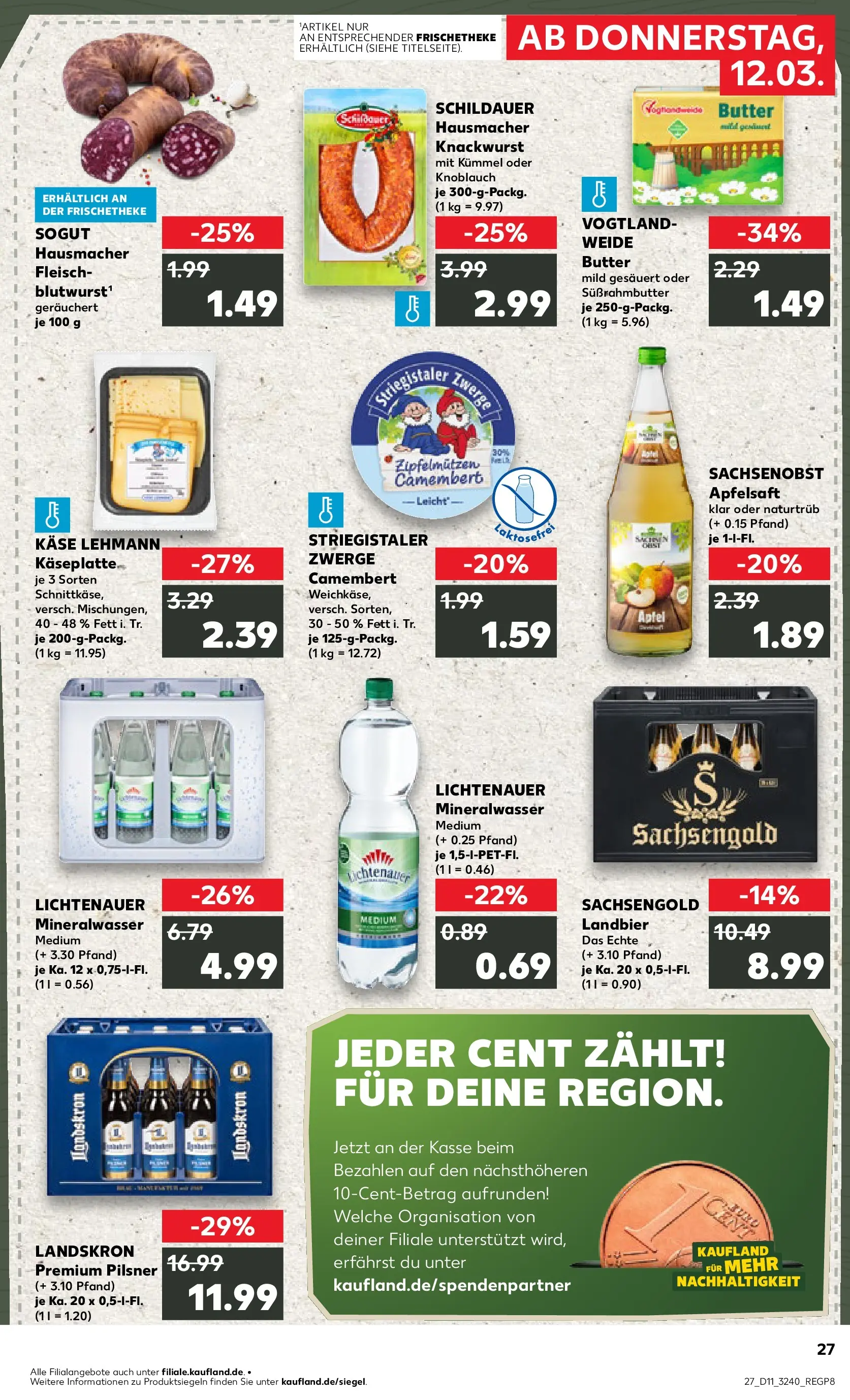Prospekt Kaufland ab 09.03.2026 » Angebote Online zum Blättern | Seite: 39 | Produkte: Butter, Mineralwasser, Knoblauch, Fleisch