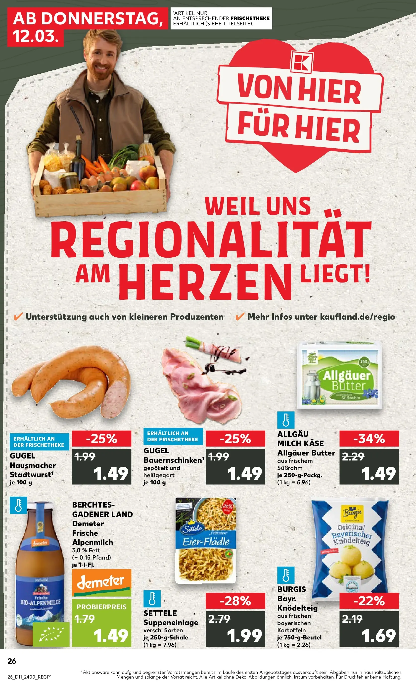 Prospekt Kaufland ab 12.03.2026 » Angebote Online zum Blättern | Seite: 26 | Produkte: Milch, Butter, Käse, Kartoffeln