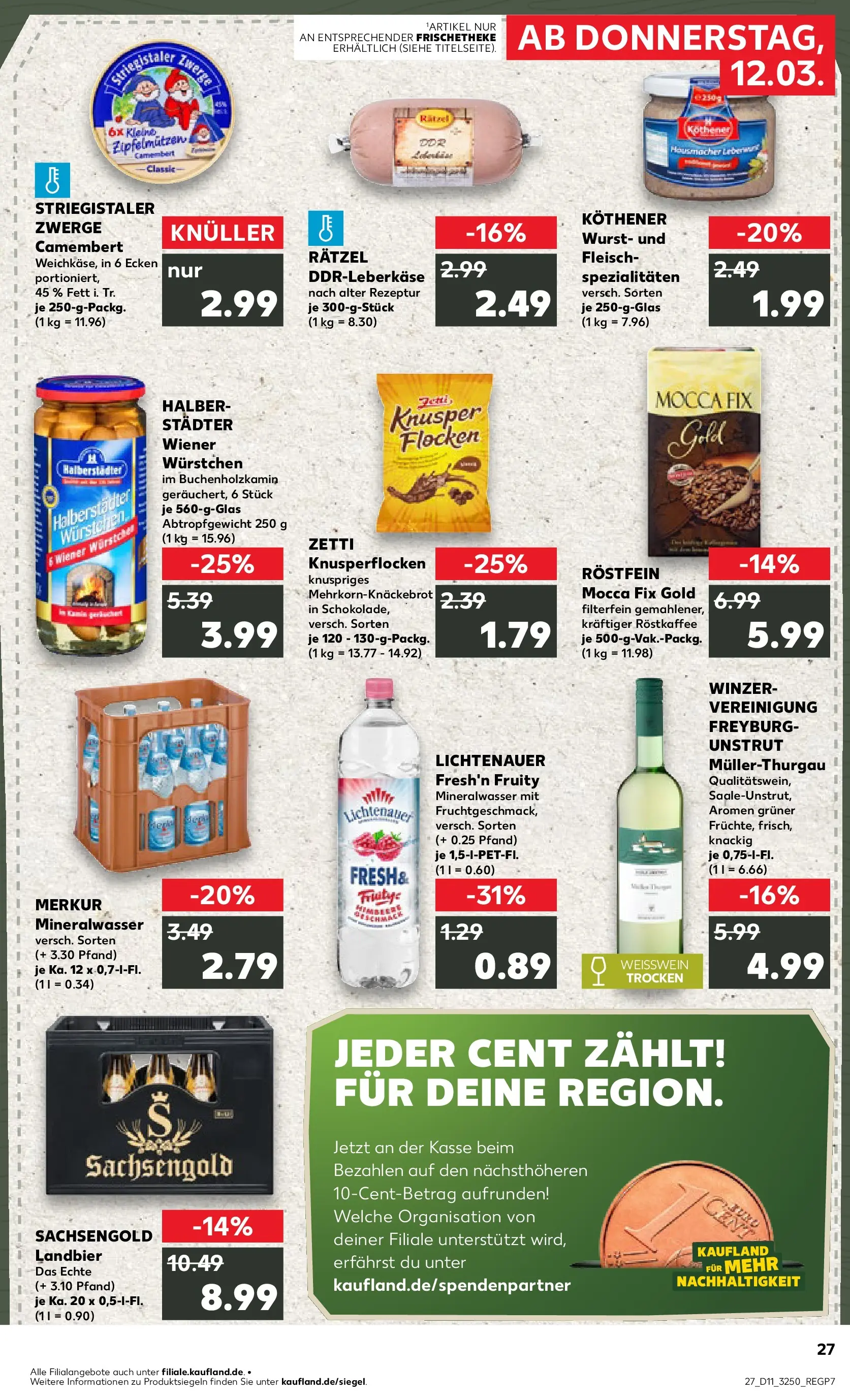 Prospekt Kaufland ab 12.03.2026 » Angebote Online zum Blättern | Seite: 27 | Produkte: Weißwein, Wurst, Fleisch, Flocken