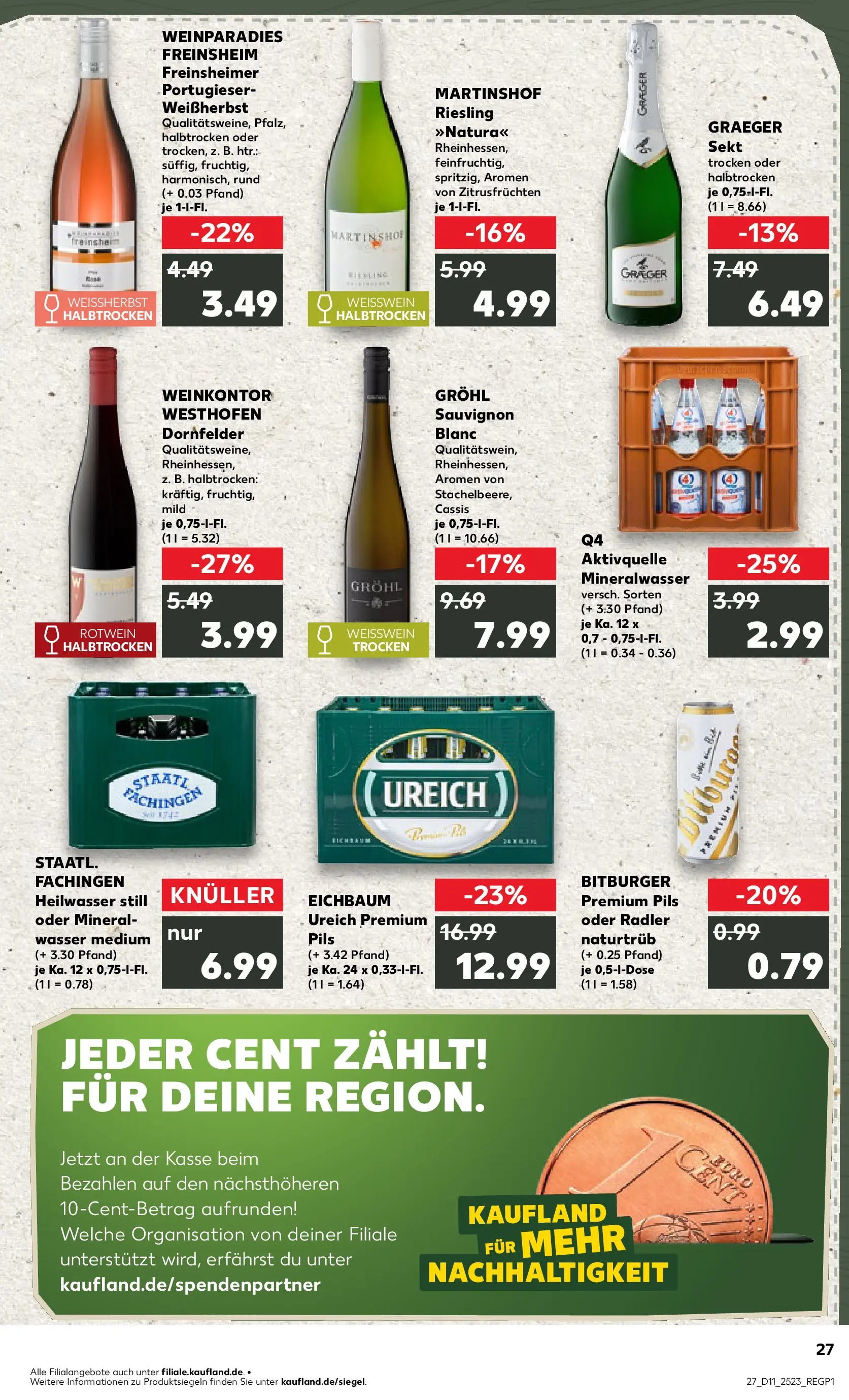 Prospekt Kaufland ab 12.03.2026 » Angebote Online zum Blättern | Seite: 27 | Produkte: Bitburger, Weißwein, Sekt, Wasser