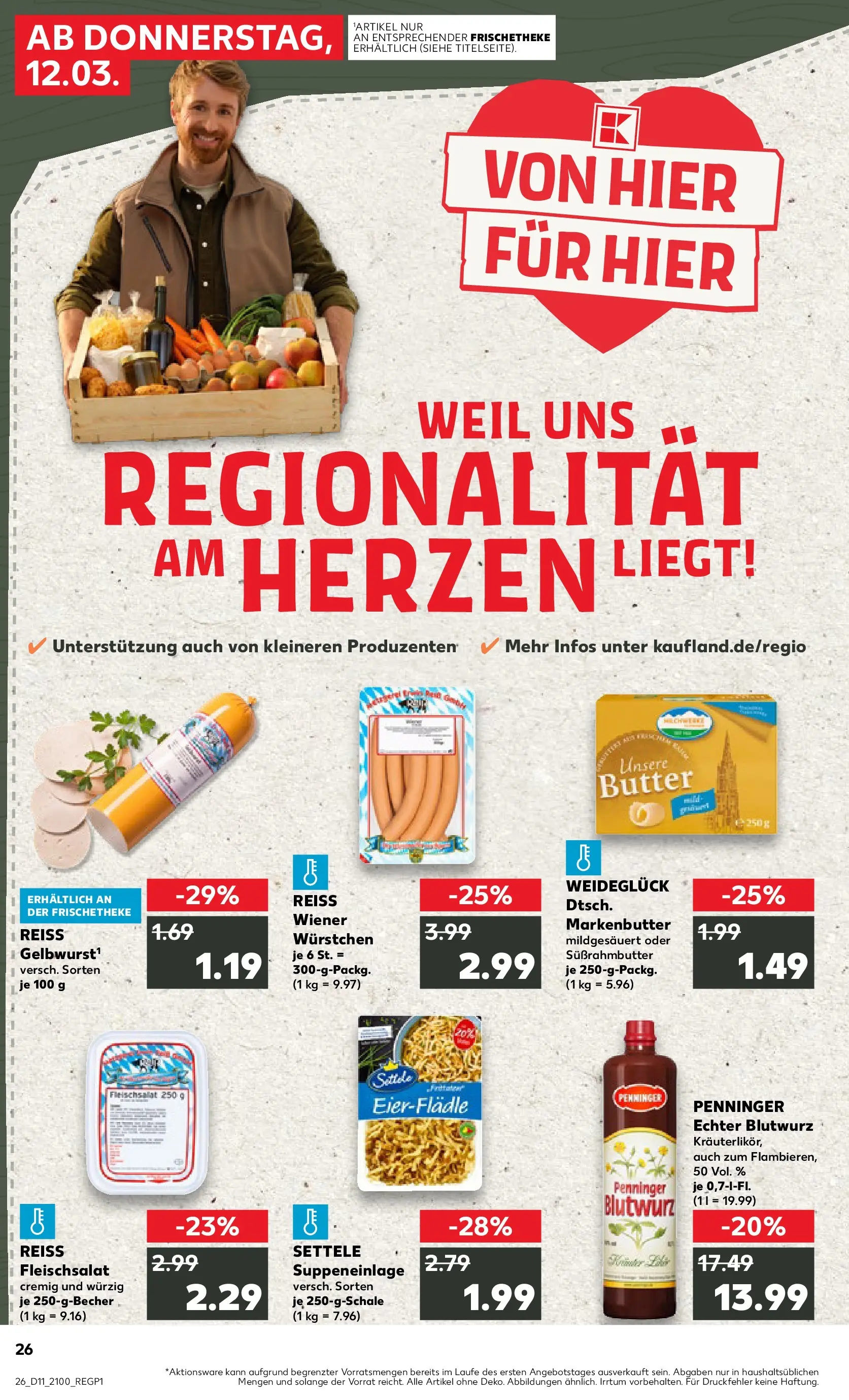 Prospekt Kaufland ab 09.03.2026 » Angebote Online zum Blättern | Seite: 38 | Produkte: Wiener wurstchen, Butter
