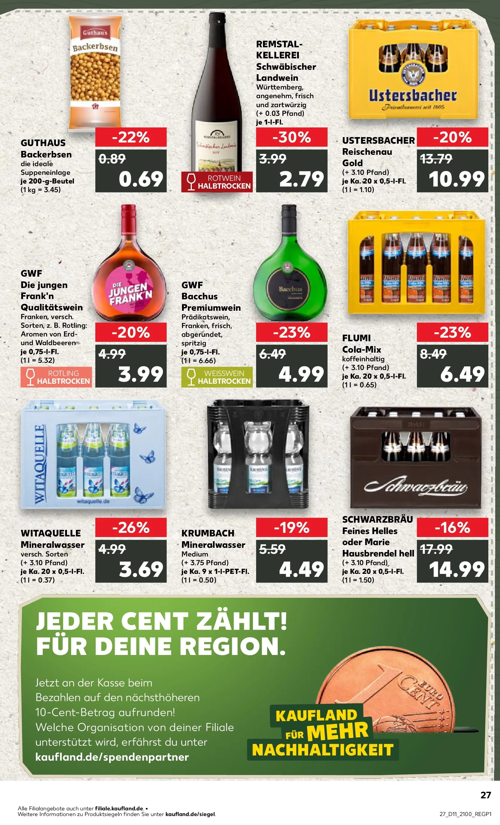 Prospekt Kaufland ab 09.03.2026 » Angebote Online zum Blättern | Seite: 39 | Produkte: Cola, Weißwein, Rotwein, Mineralwasser