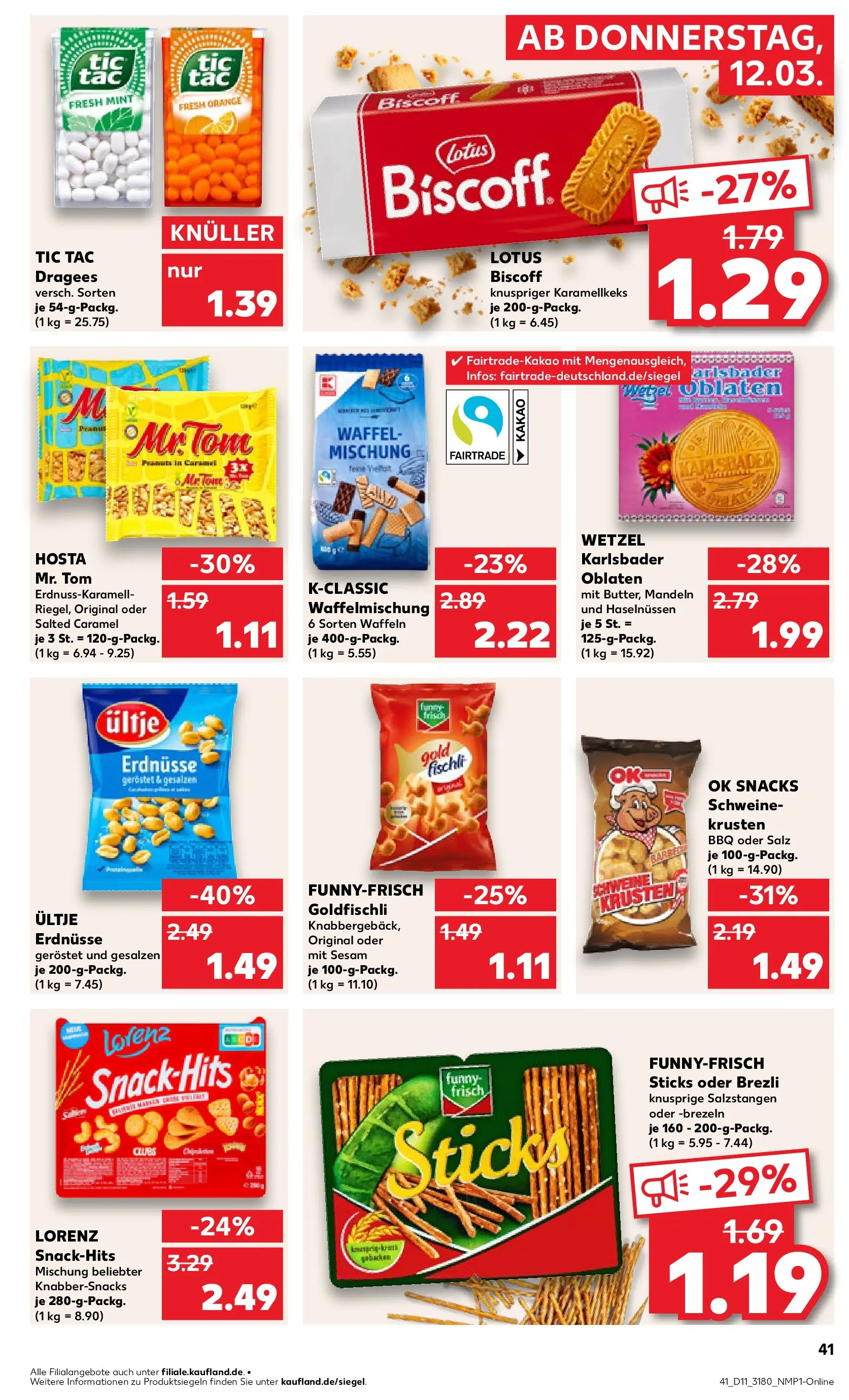 Prospekt Kaufland ab 11.03.2026 » Angebote Online zum Blättern | Seite: 41 | Produkte: Ultje erdnusse, Funny frisch, Mandeln, Salz