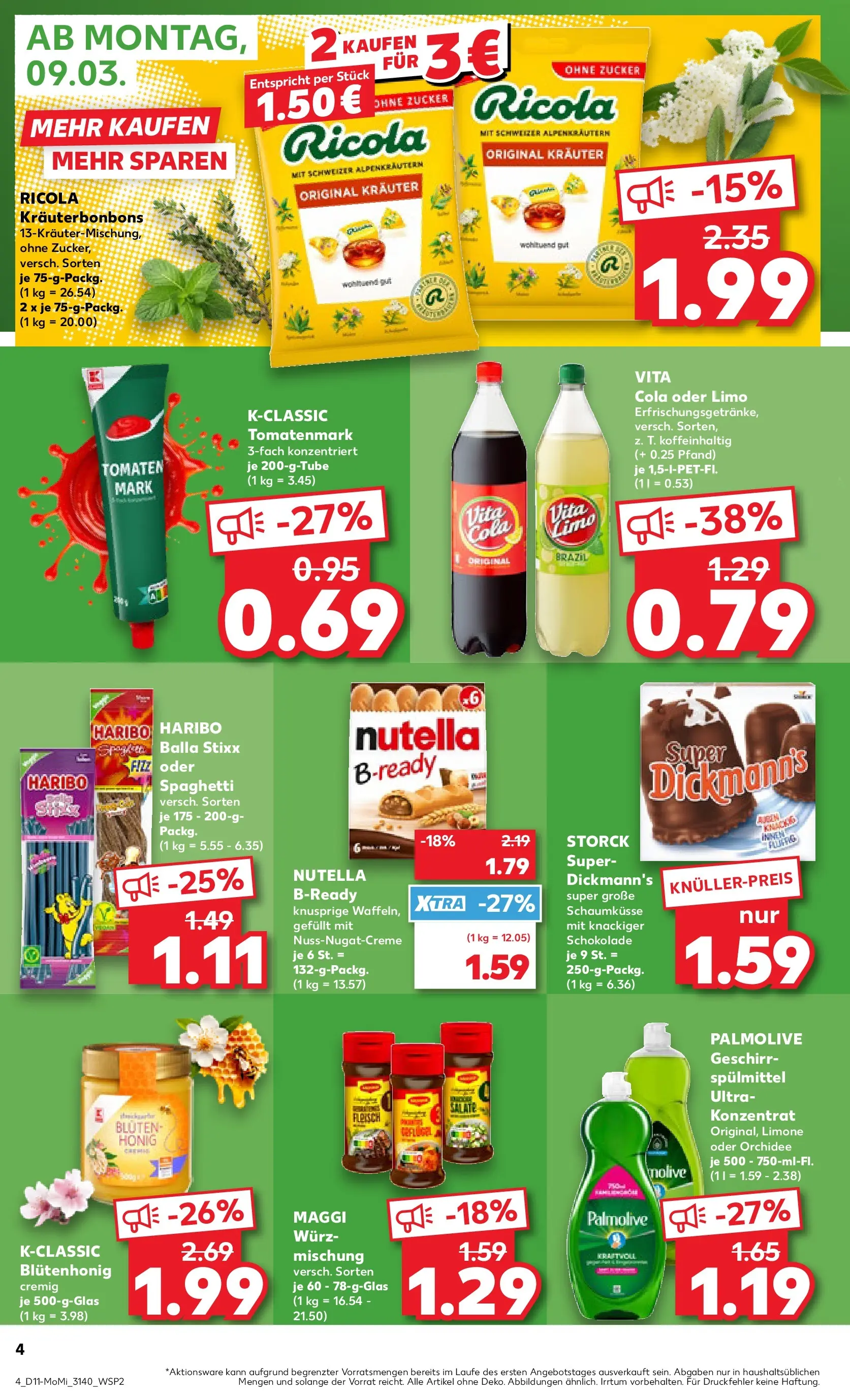 Prospekt Kaufland ab 09.03.2026 » Angebote Online zum Blättern | Seite: 4 | Produkte: Maggi, Cola, Orchidee, Zucker