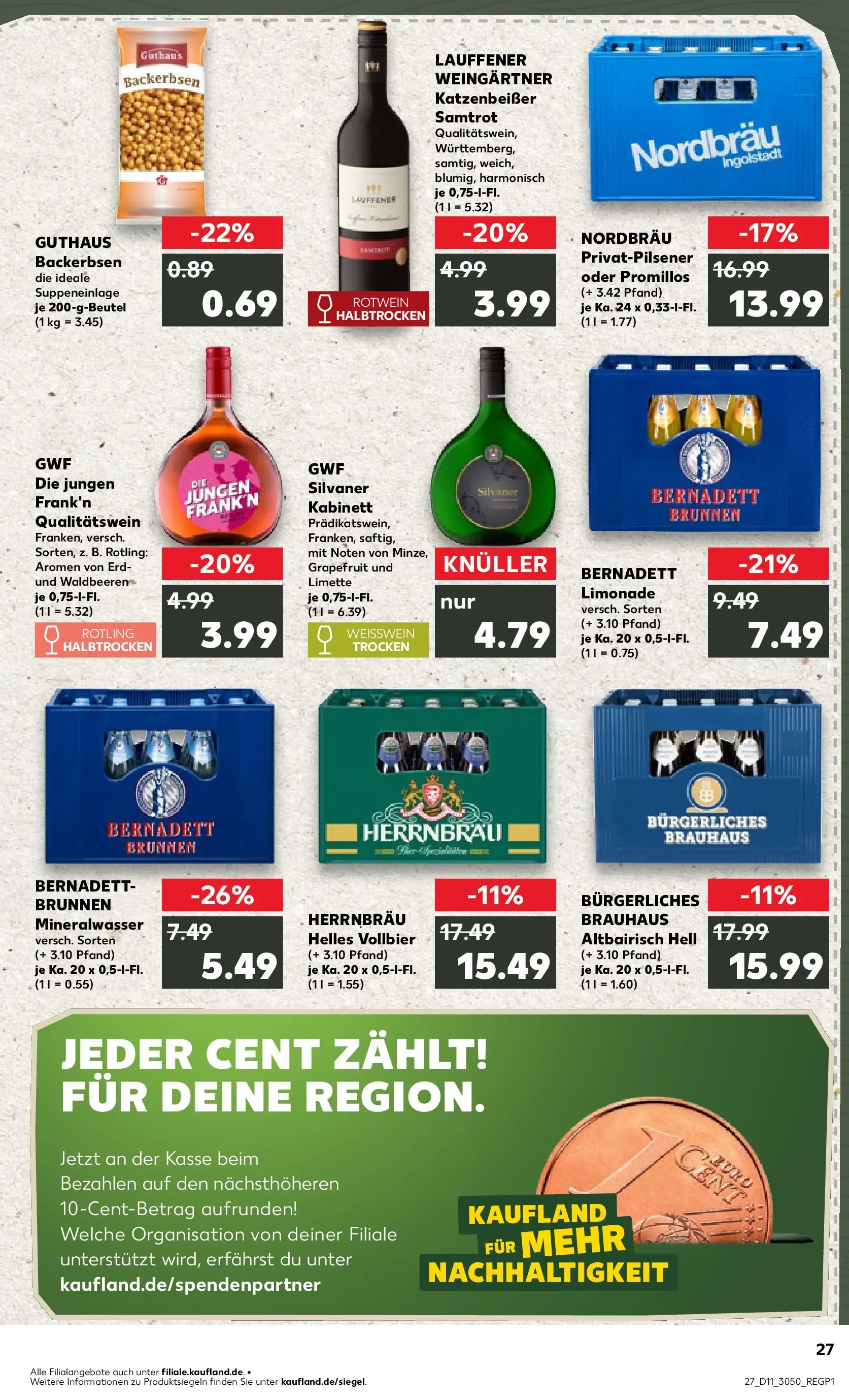Prospekt Kaufland ab 09.03.2026 » Angebote Online zum Blättern | Seite: 39 | Produkte: Weißwein, Limonade, Mineralwasser, Grapefruit