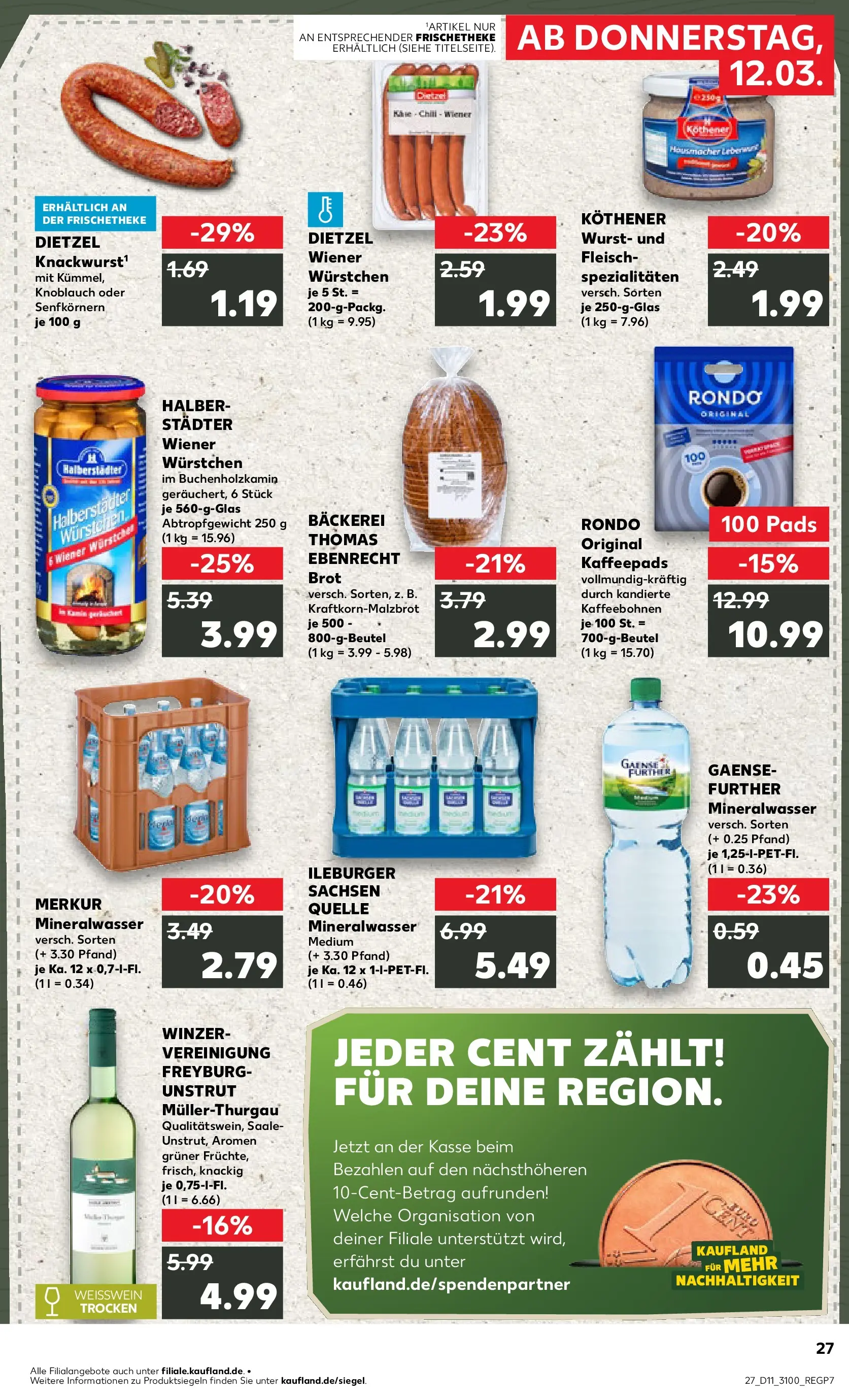 Prospekt Kaufland ab 09.03.2026 » Angebote Online zum Blättern | Seite: 39 | Produkte: Kaffeepads, Wiener wurstchen, Wurst, Brot