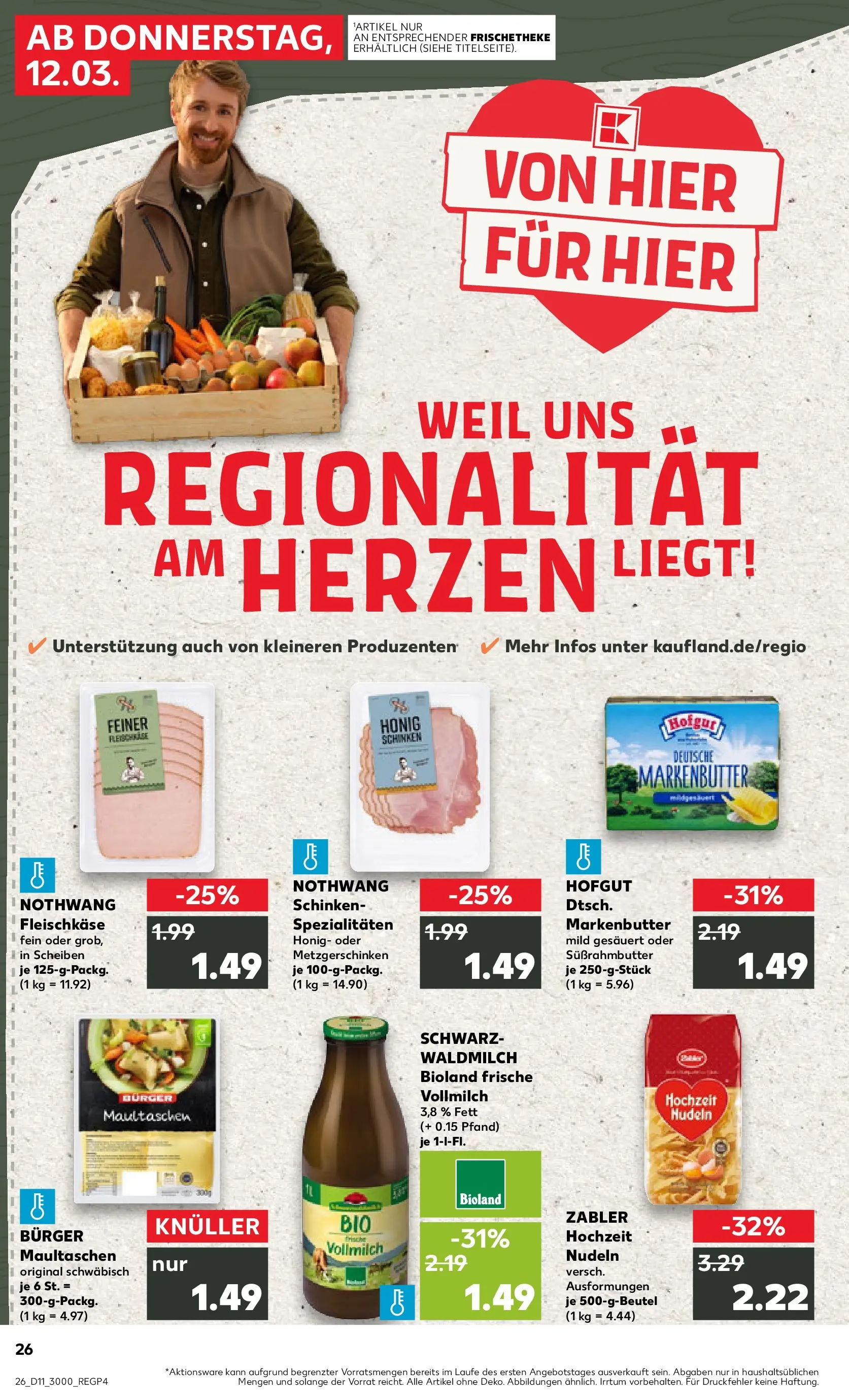 Prospekt Kaufland ab 09.03.2026 » Angebote Online zum Blättern | Seite: 38 | Produkte: Butter, Pasta, Nudeln, Maultaschen