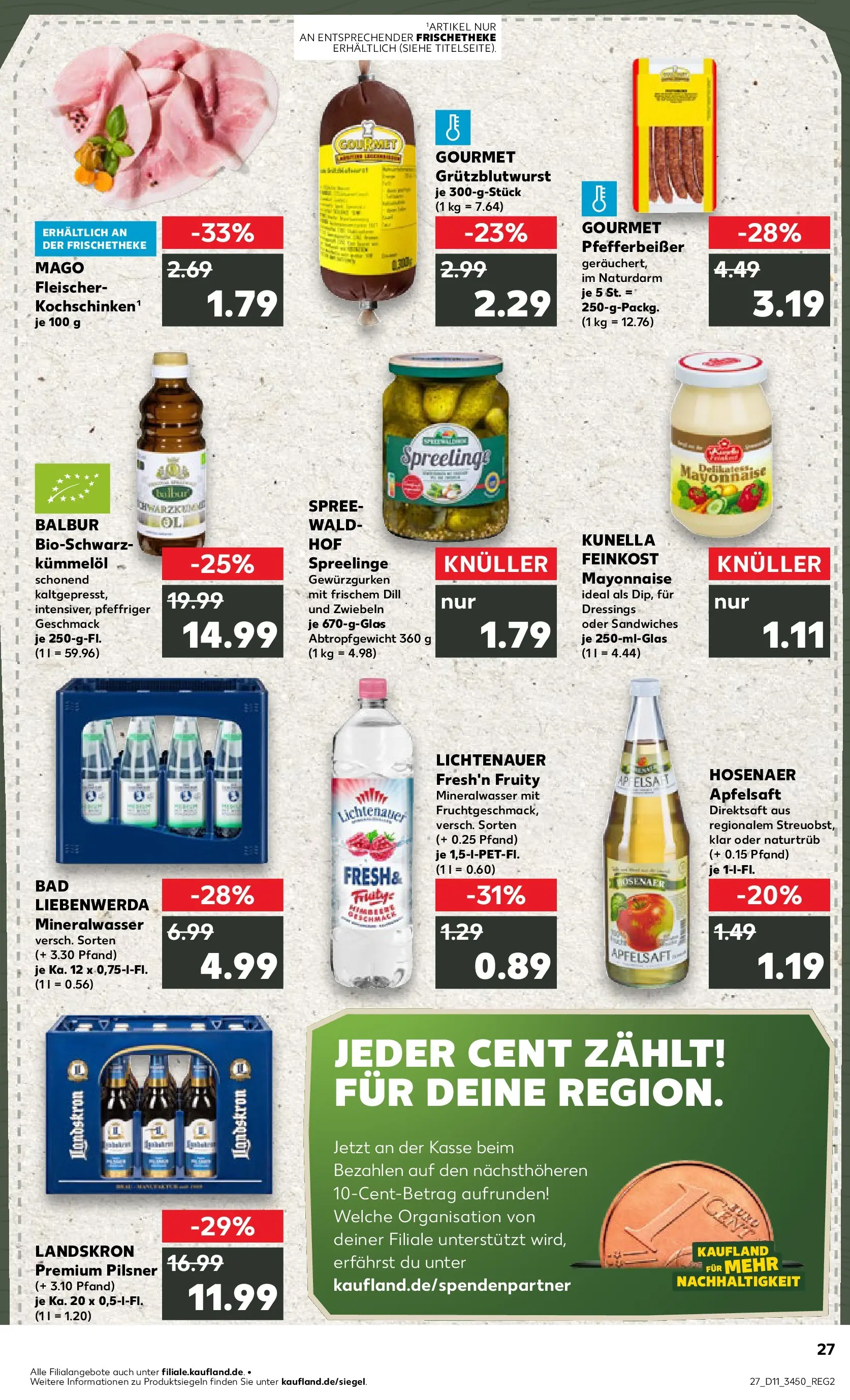 Prospekt Kaufland ab 12.03.2026 » Angebote Online zum Blättern | Seite: 27 | Produkte: Mineralwasser, Zwiebeln, Mayonnaise, Dill