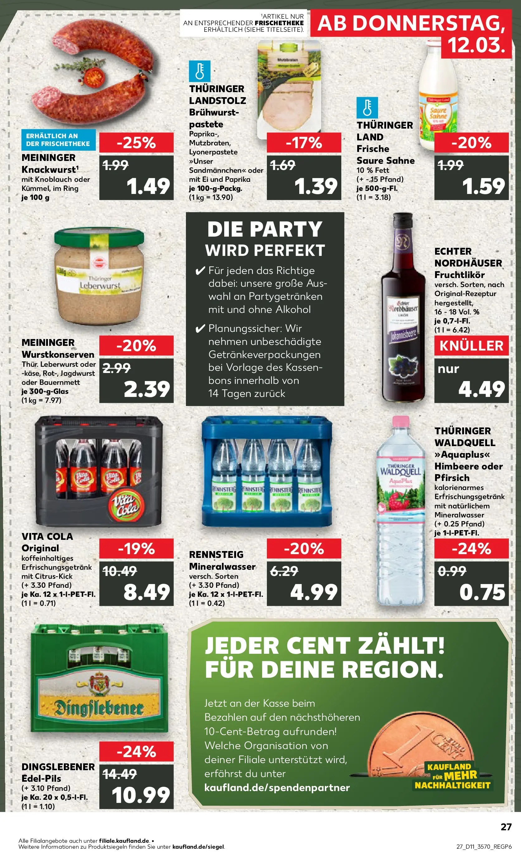 Prospekt Kaufland ab 12.03.2026 » Angebote Online zum Blättern | Seite: 27 | Produkte: Cola, Vita cola, Himbeere, Sahne