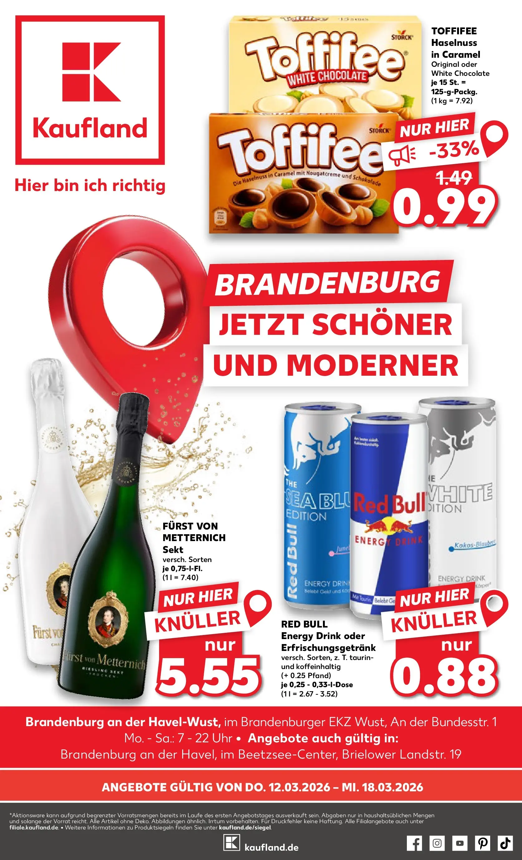 Prospekt Kaufland ab 12.03.2026 » Angebote Online zum Blättern | Seite: 1 | Produkte: Furst von metternich, Energy, Sekt, Uhr