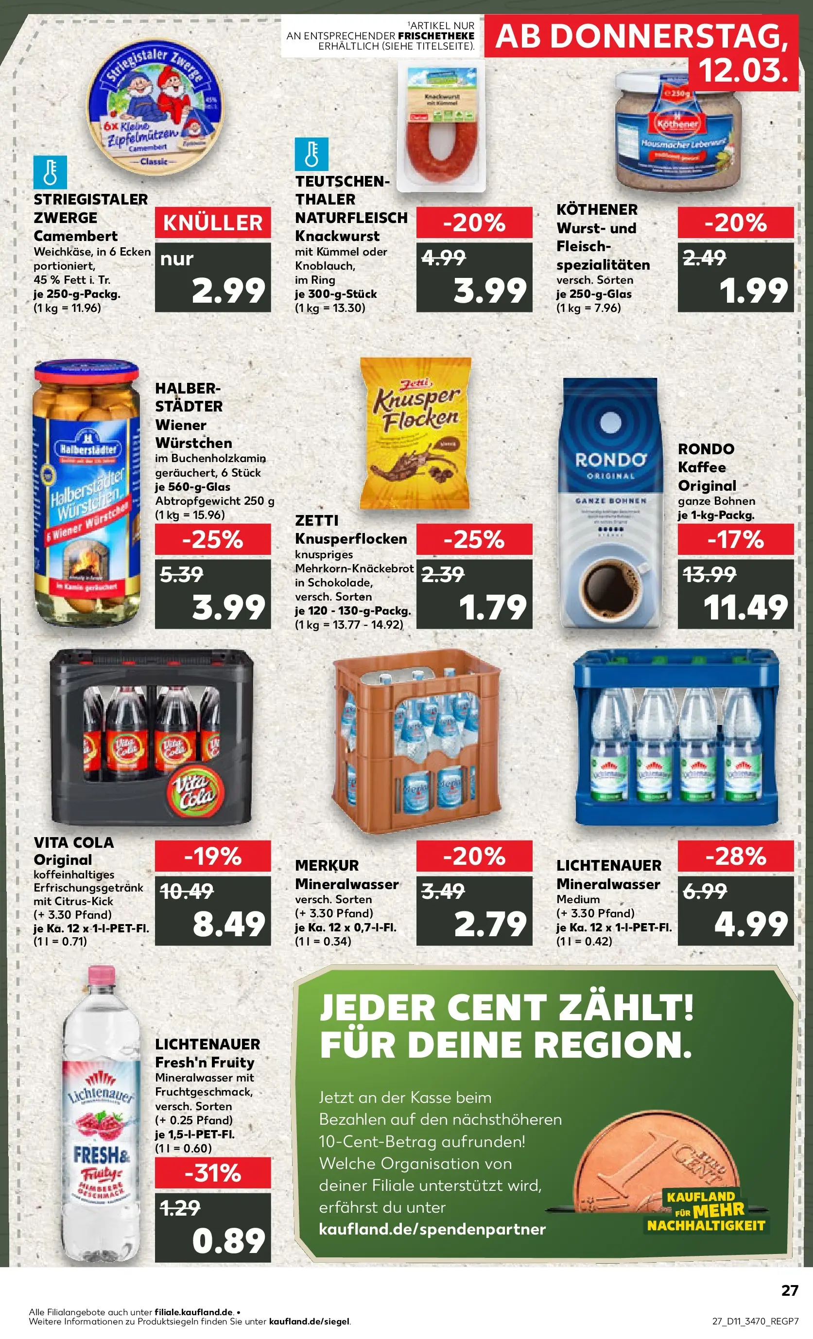 Prospekt Kaufland ab 12.03.2026 » Angebote Online zum Blättern | Seite: 27 | Produkte: Kaffee, Mineralwasser, Fleisch, Flocken